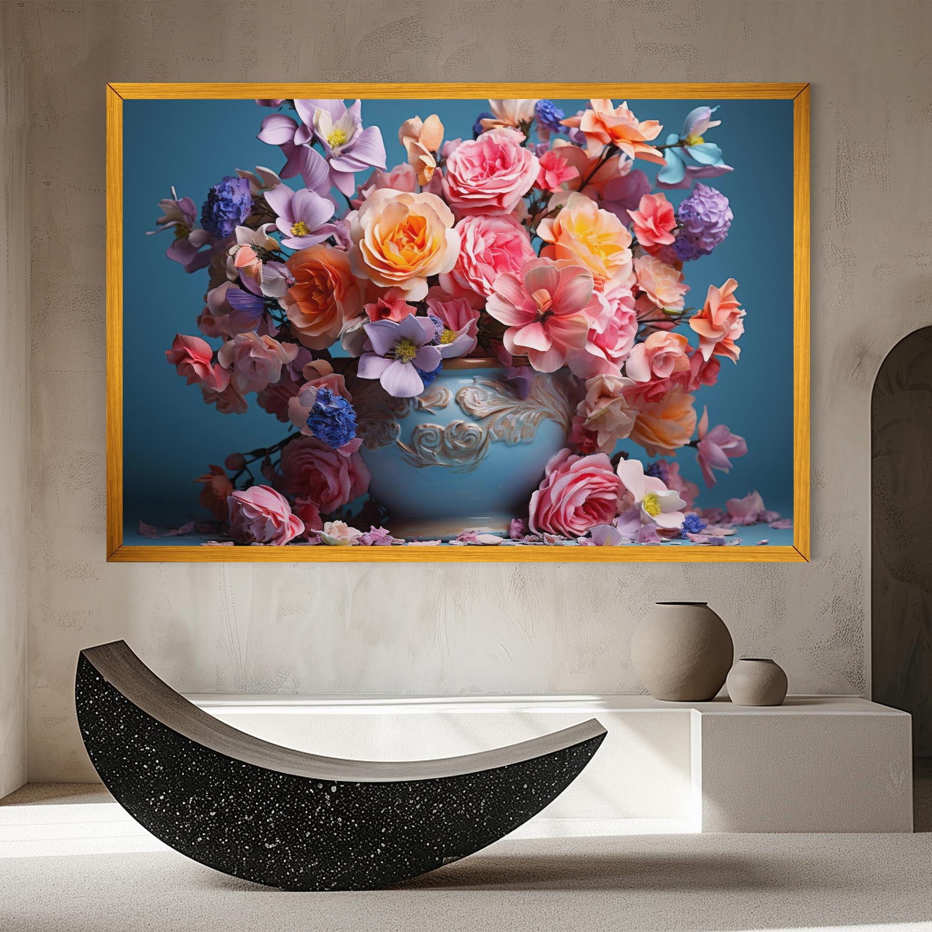 Vászonkép Blue Vase Flowers mockup 8