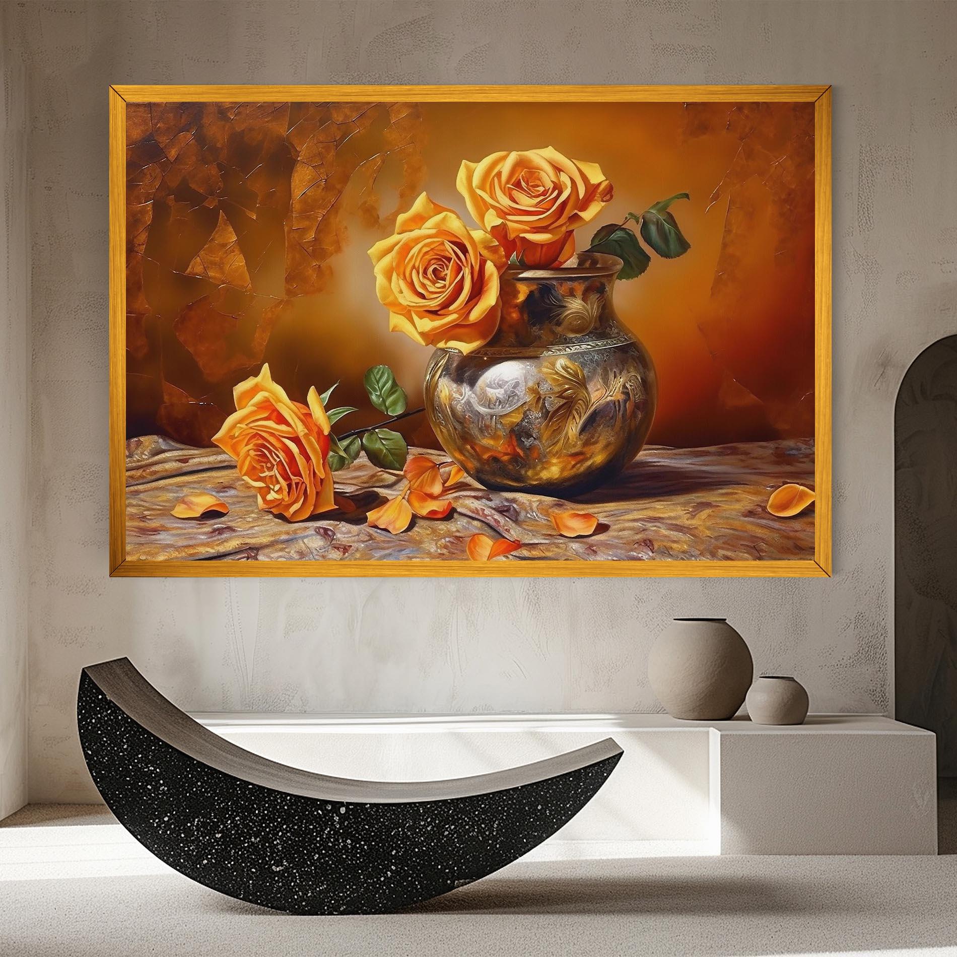 Vászonkép Orange Roses Vase mockup 8