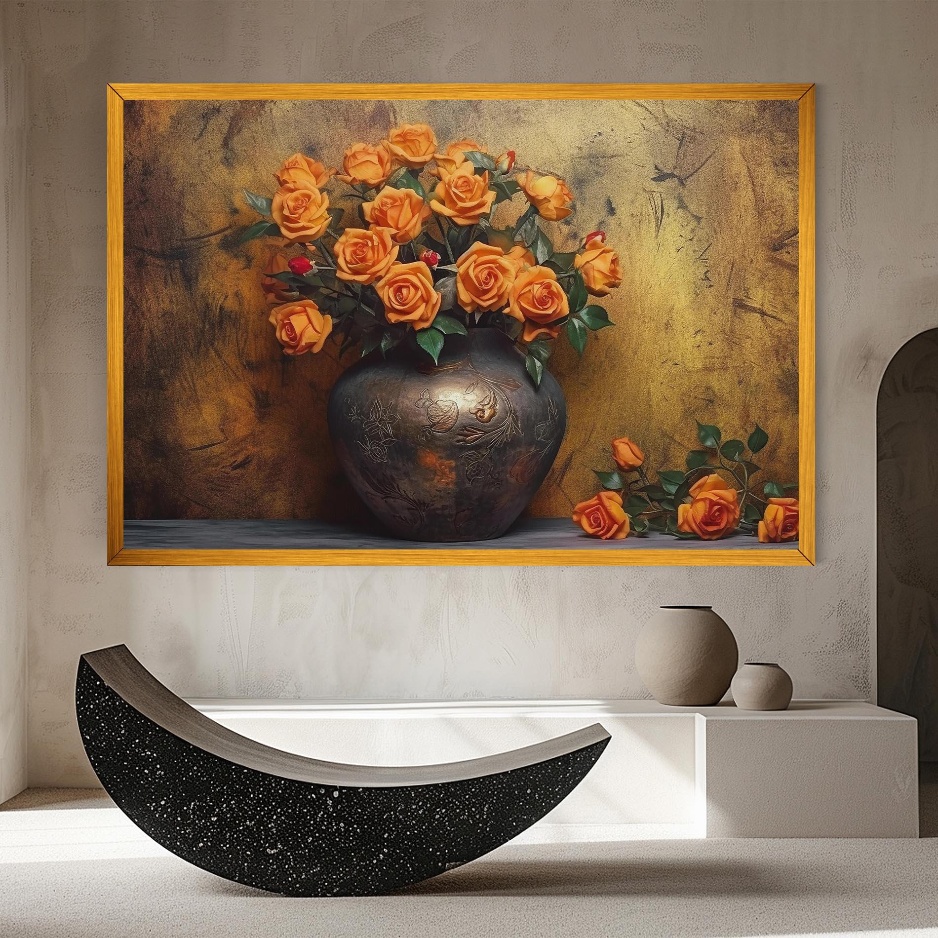 Vászonkép Orange Vintage Vase mockup 8