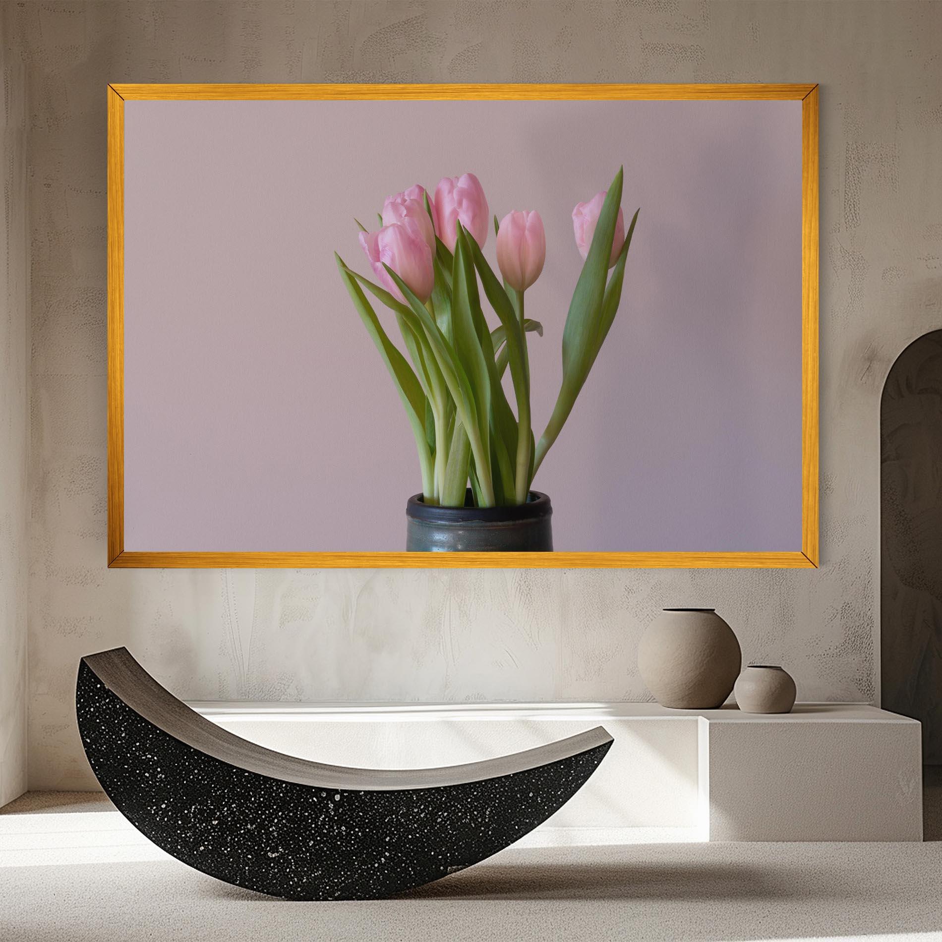 Vászonkép Pink Tulips Vase mockup 8