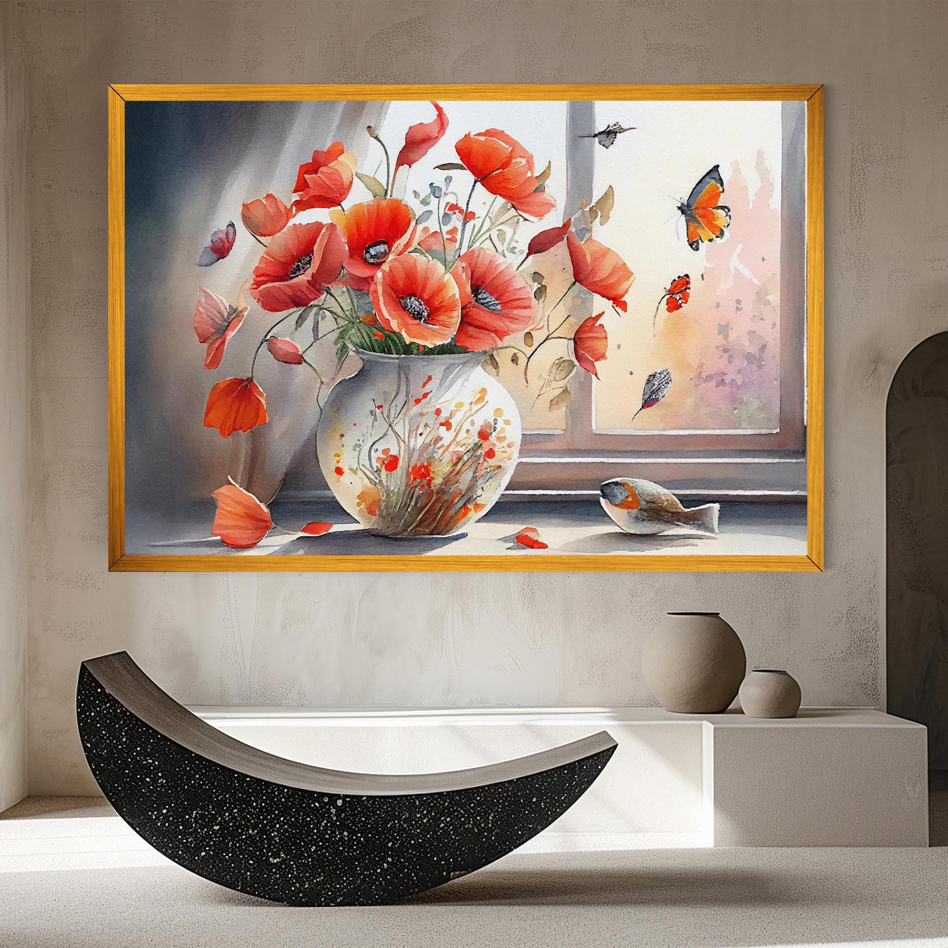 Vászonkép Poppies Vase mockup 8