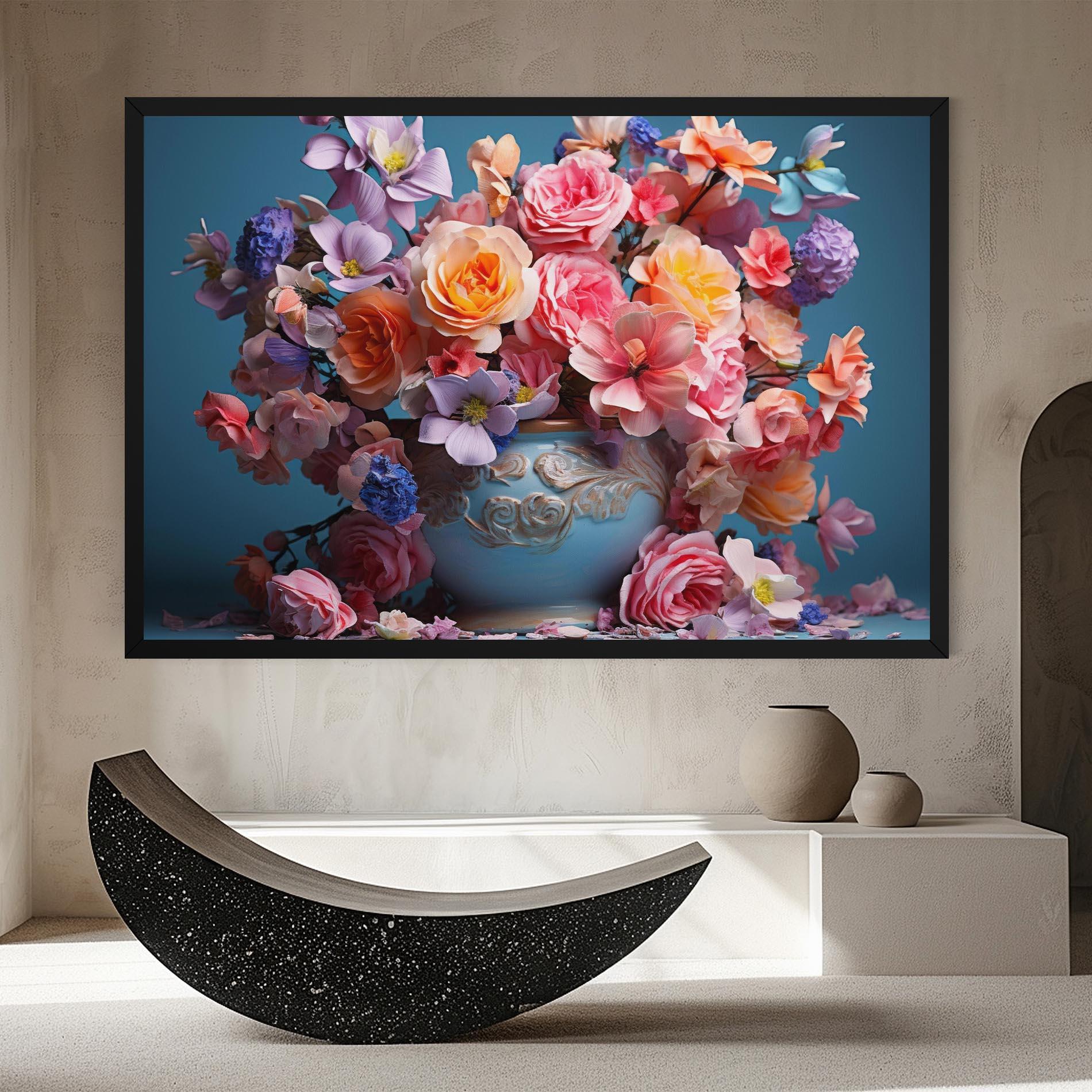 Vászonkép Blue Vase Flowers mockup 8