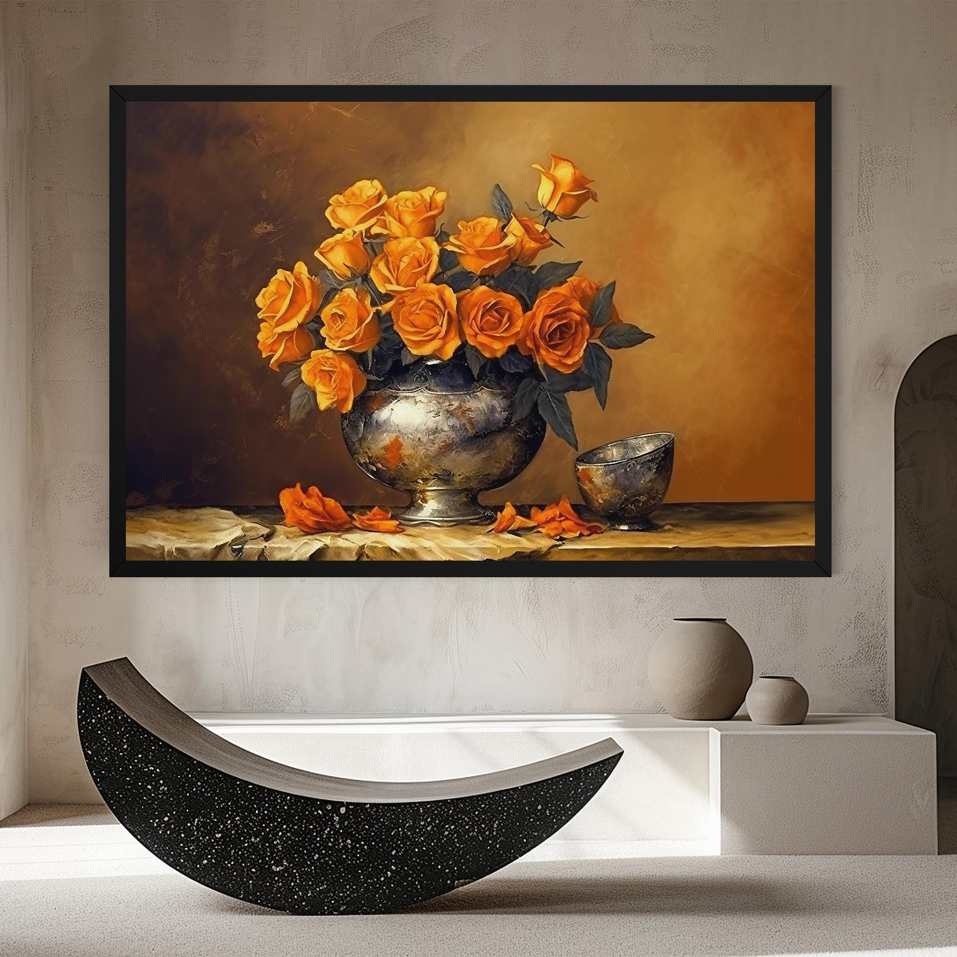 Vászonkép Orange Rose Vase mockup 8