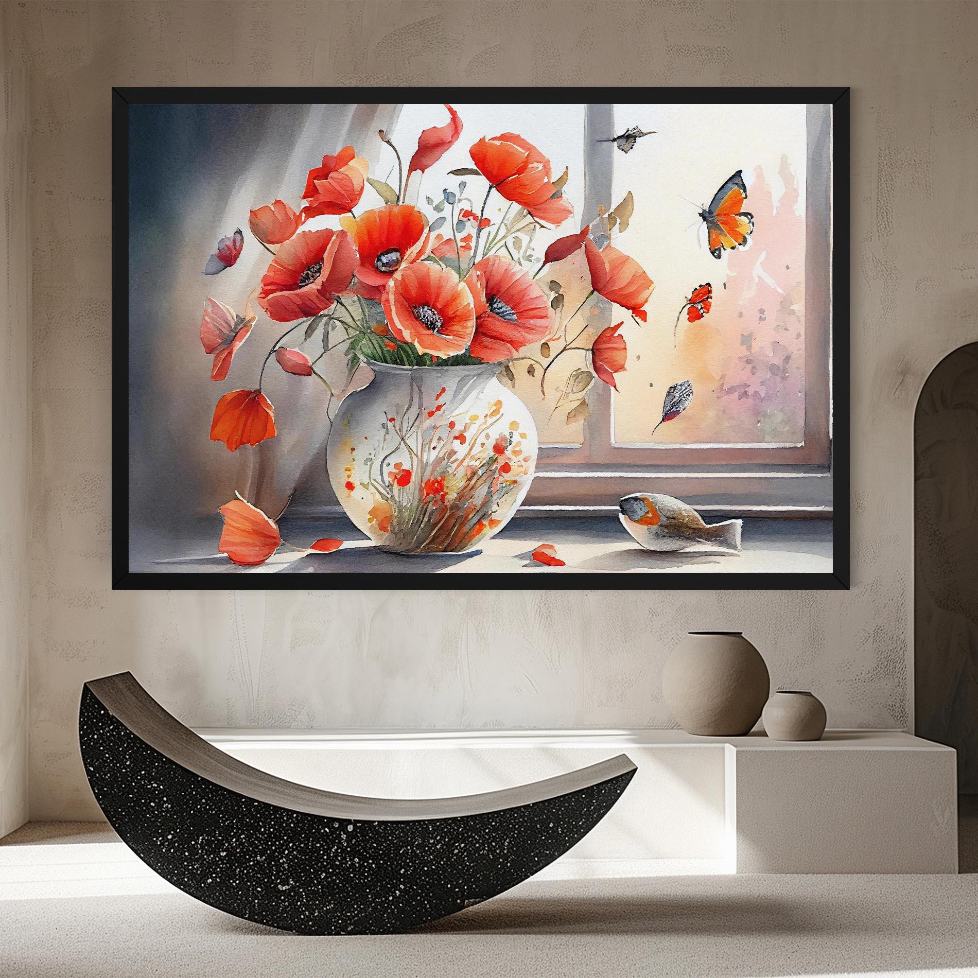 Vászonkép Poppies Vase mockup 8