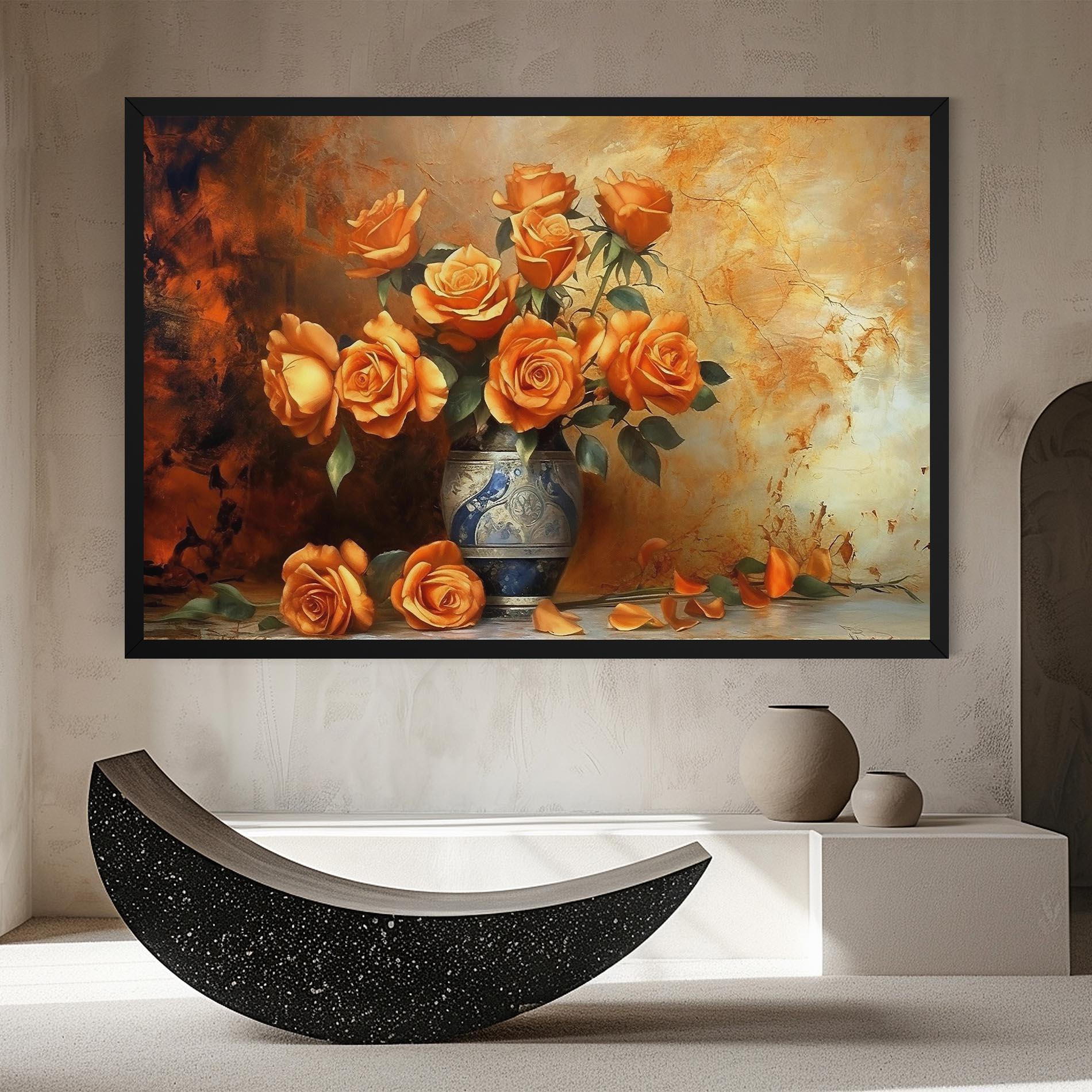 Vászonkép Pretty Orange Rose Vase mockup 8