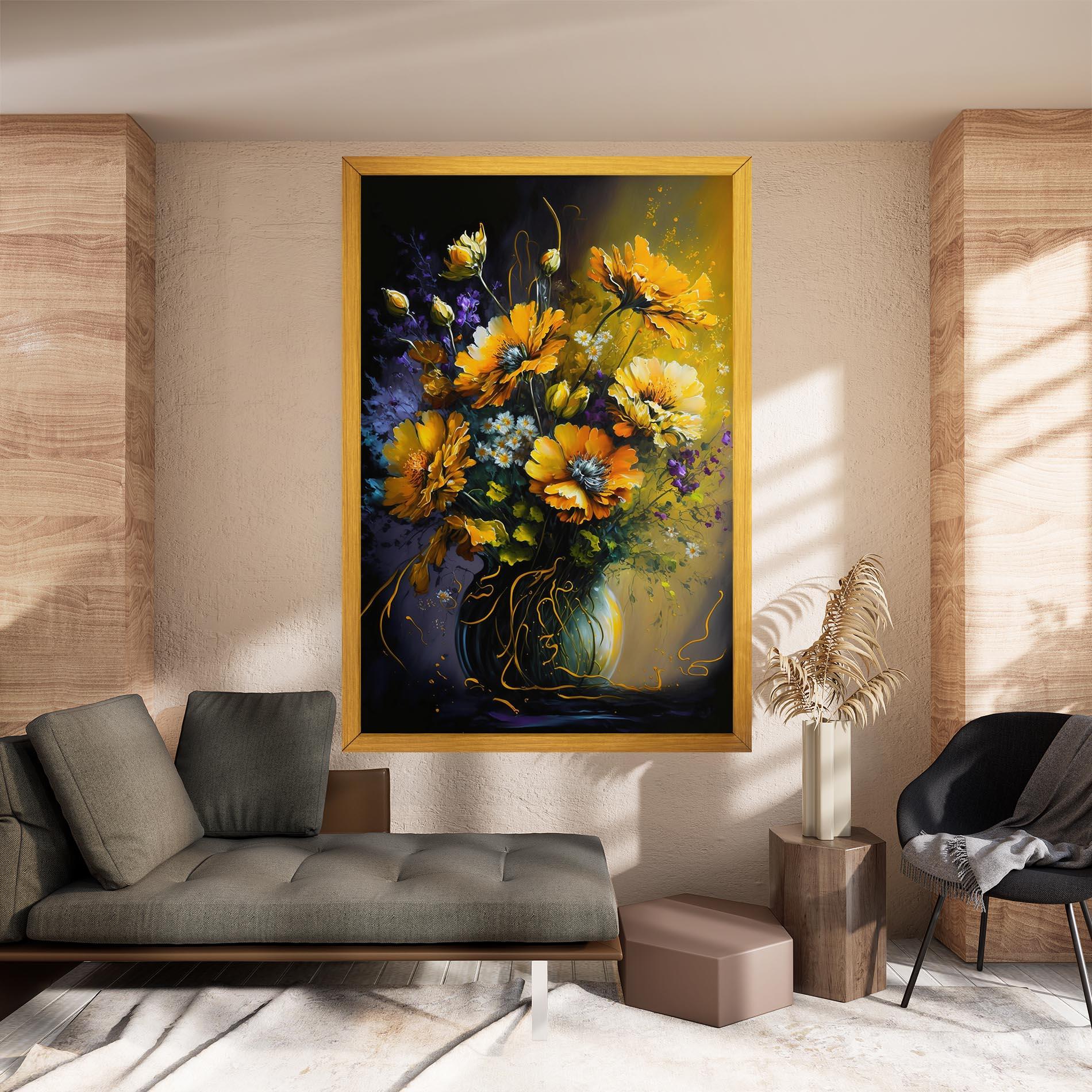 Vászonkép Yellow Flower Art Vase mockup 8