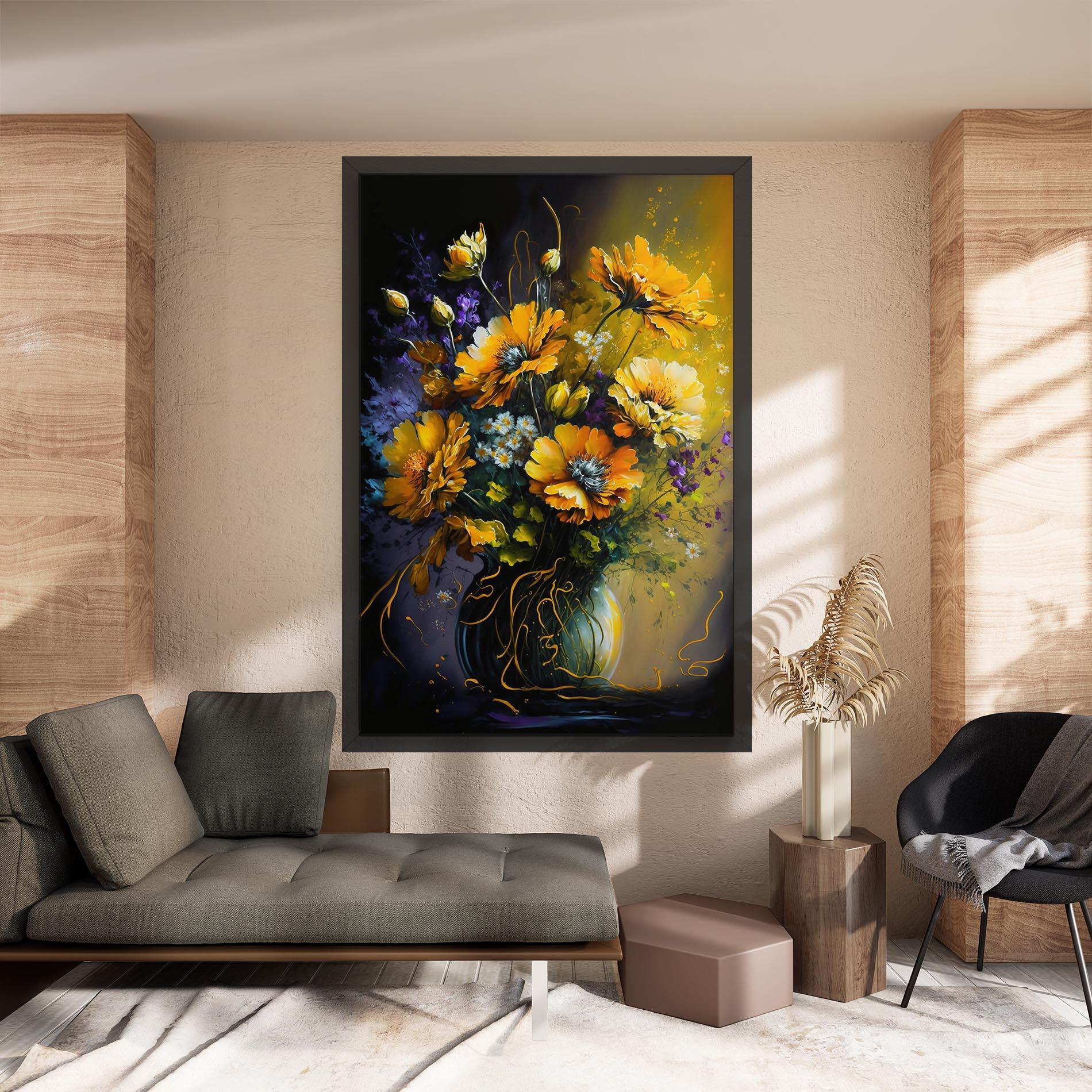 Vászonkép Yellow Flower Art Vase mockup 8