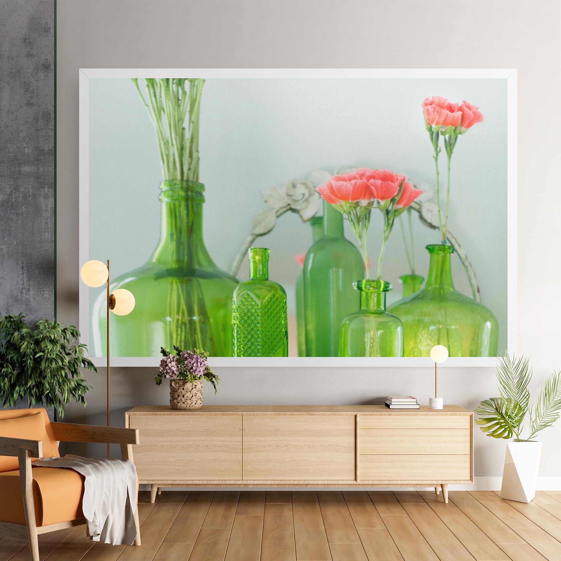 Vászonkép Green Vase Flowers mockup 9