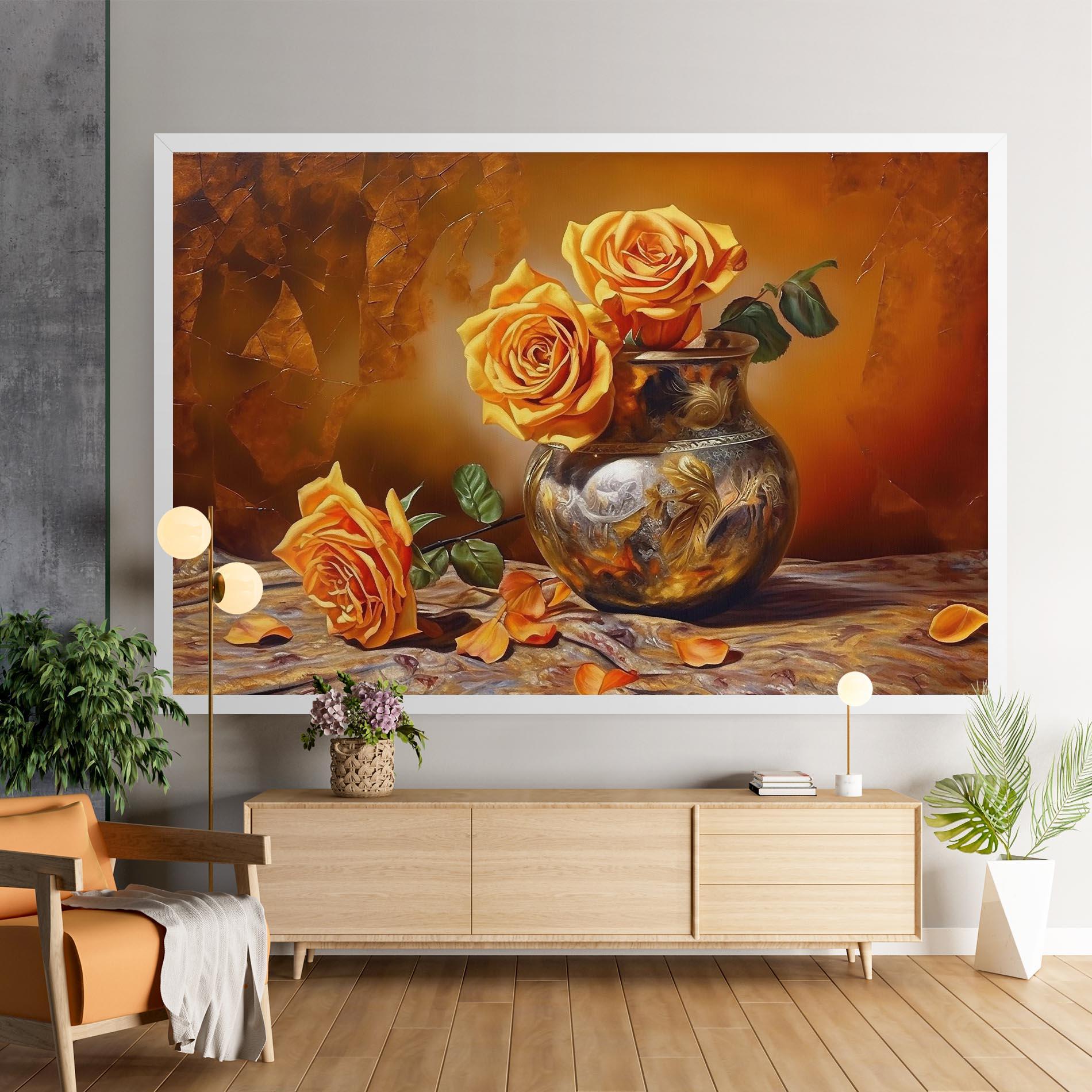 Vászonkép Orange Roses Vase mockup 9