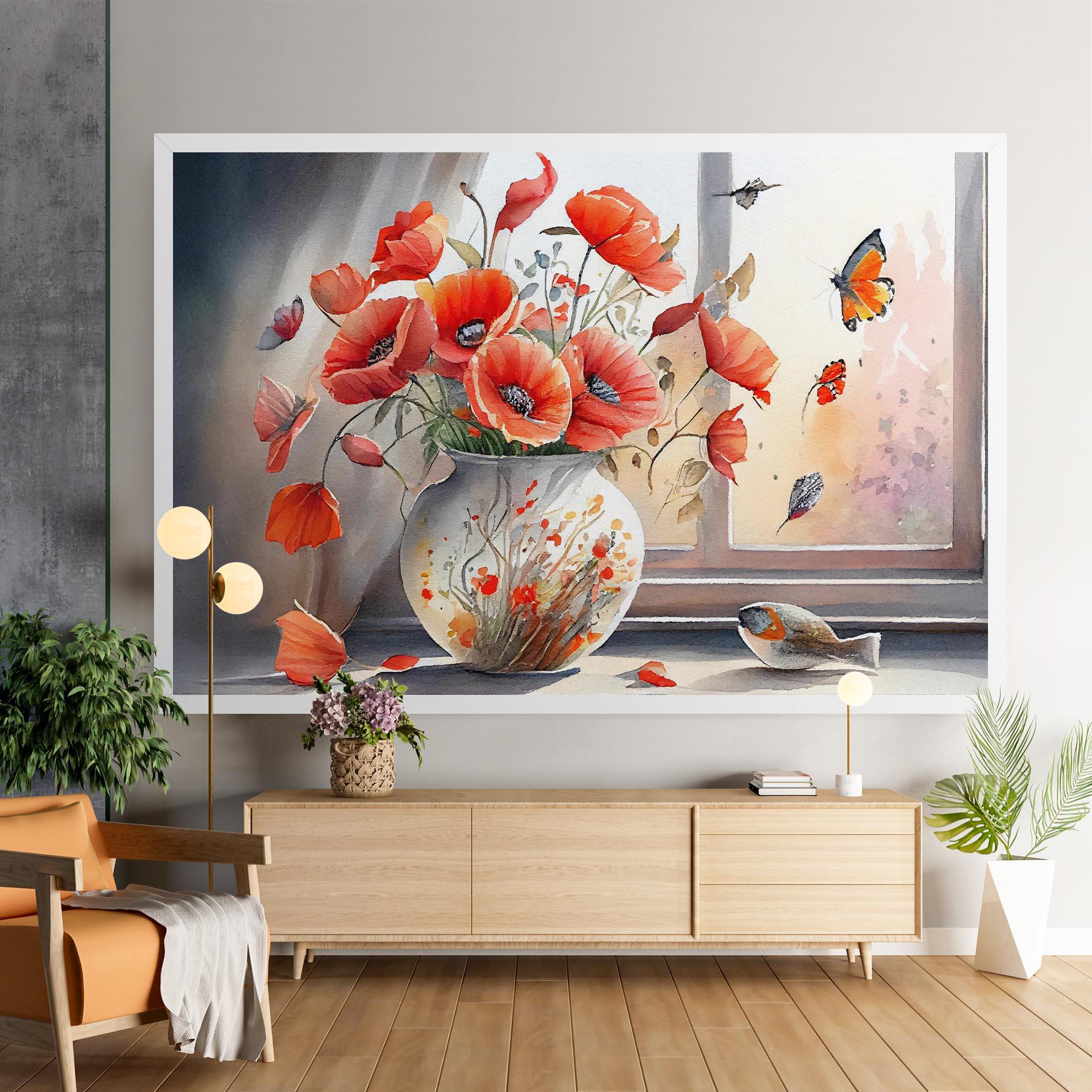 Vászonkép Poppies Vase mockup 9