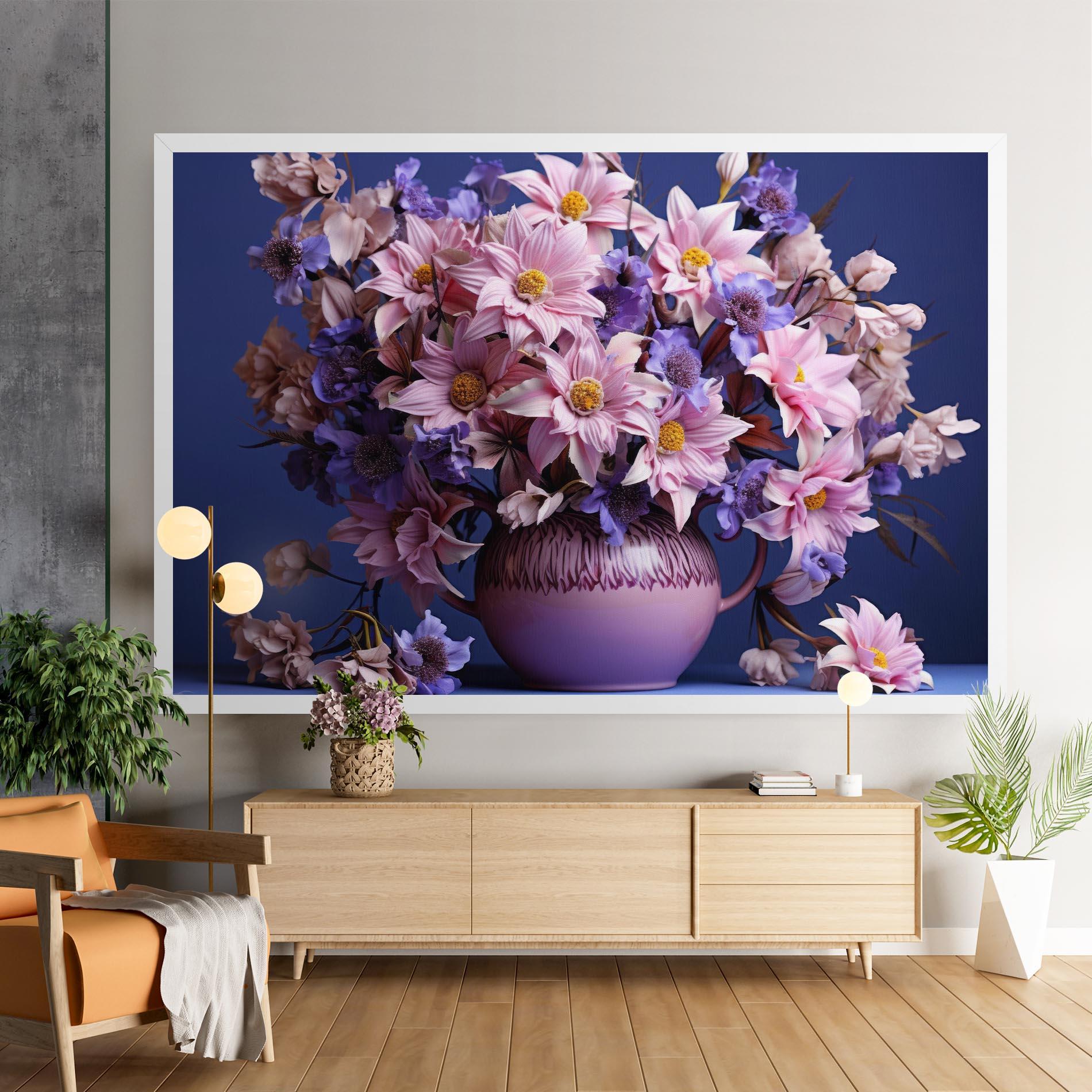 Vászonkép Purple Vase Flowers mockup 9