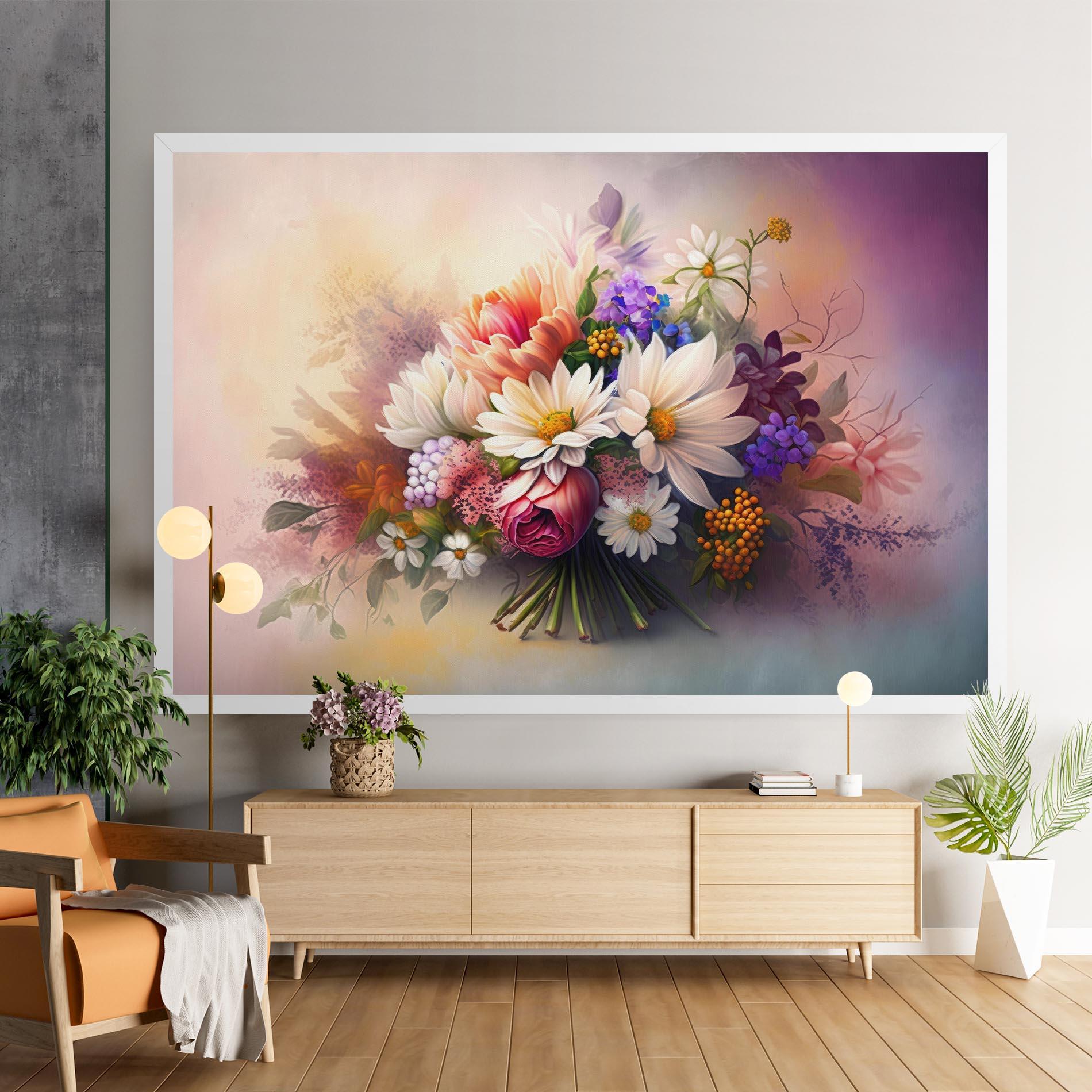 Vászonkép Vecteezy_ai Generated Bouquet Of Fresh Spring Flowers On Light_23373362_865 mockup 9