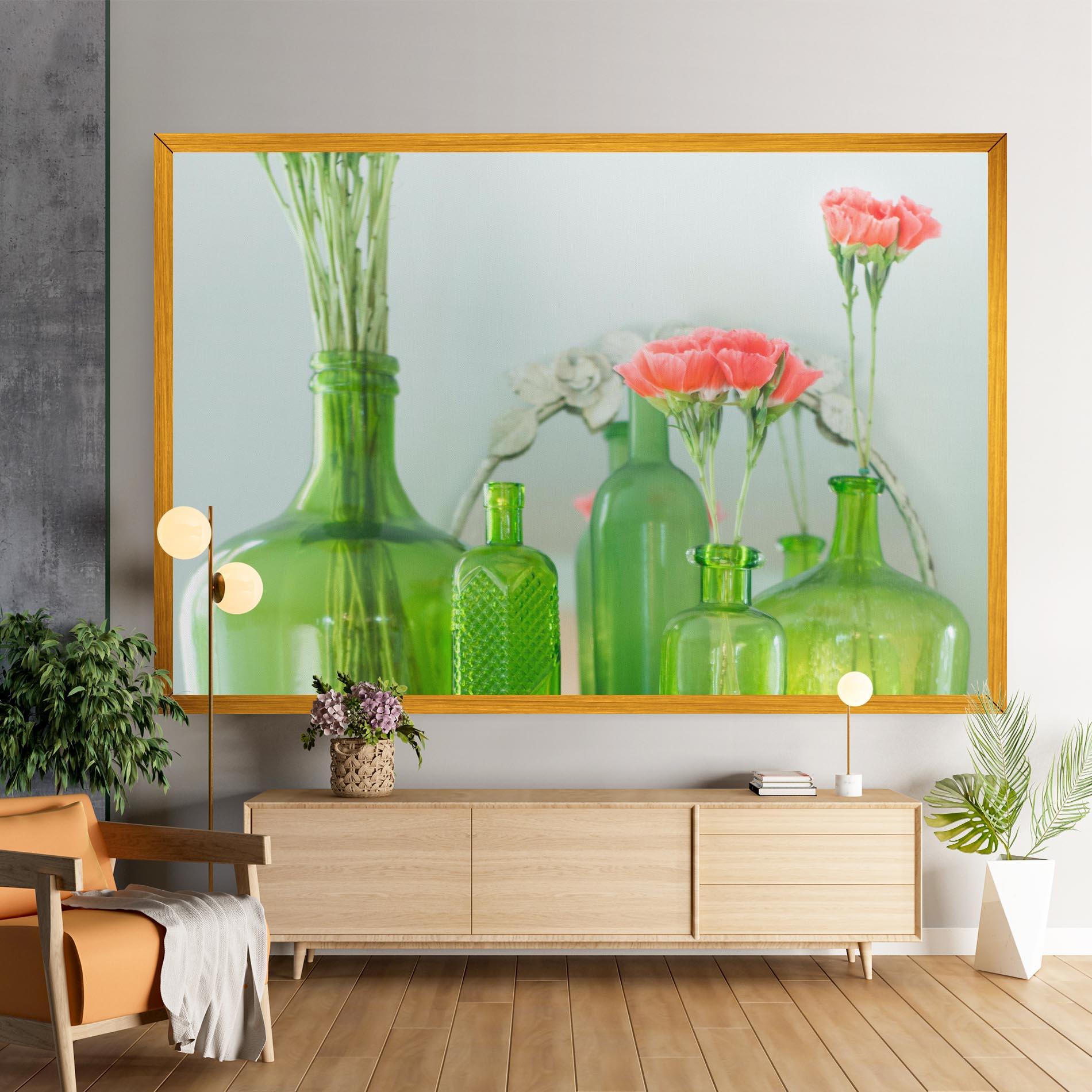 Vászonkép Green Vase Flowers mockup 9