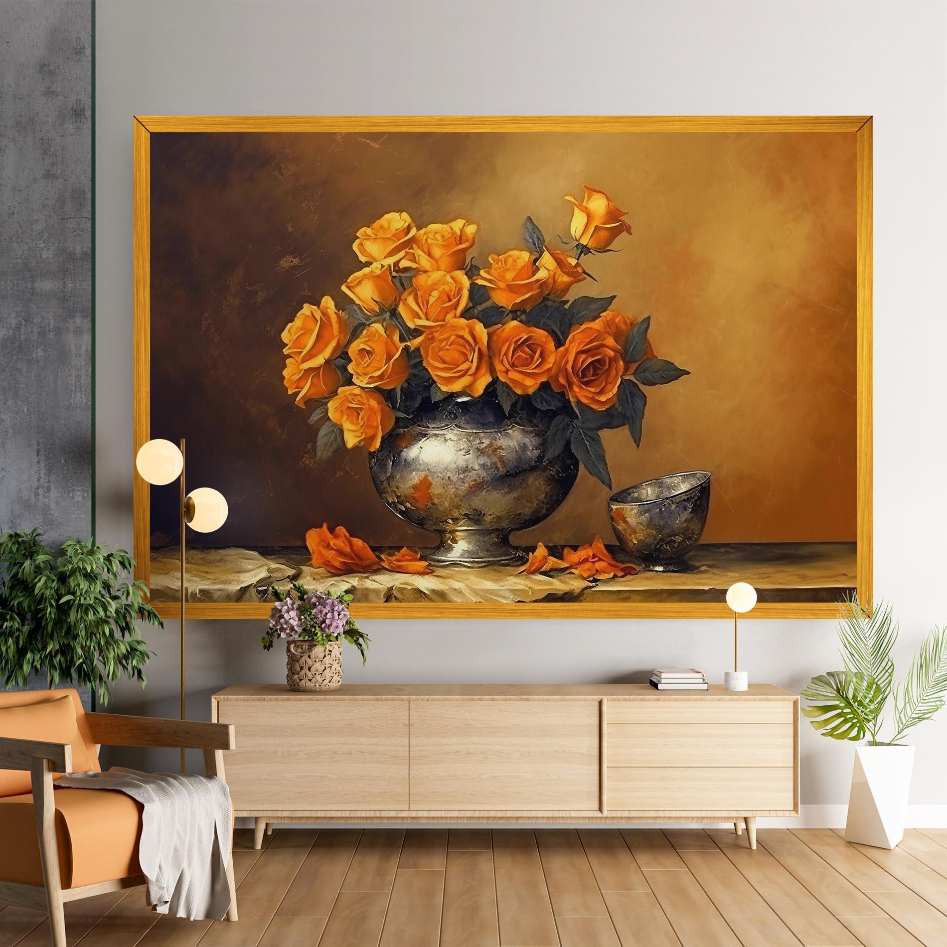 Vászonkép Orange Rose Vase mockup 9