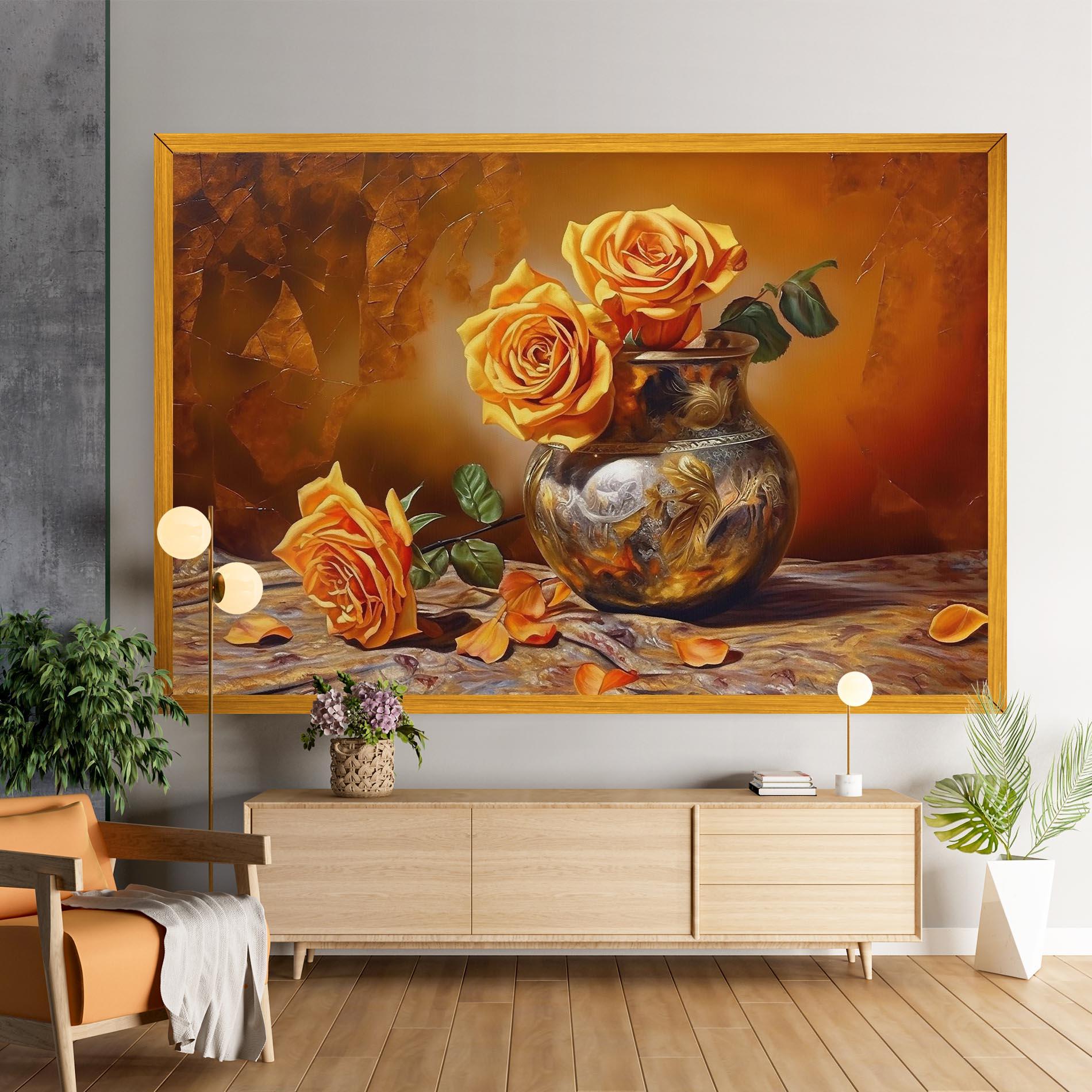 Vászonkép Orange Roses Vase mockup 9