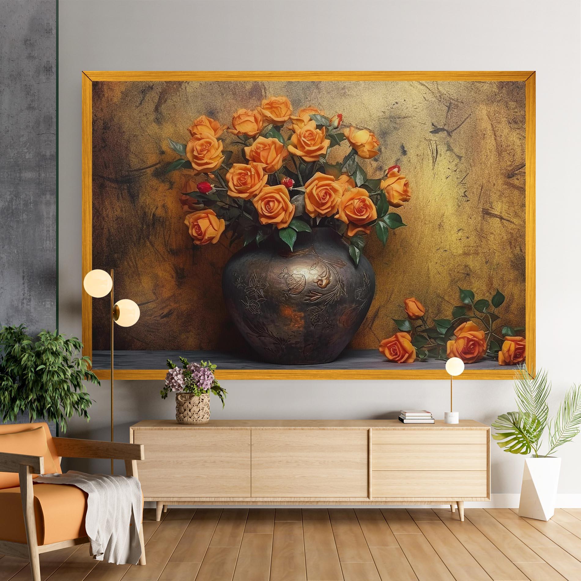 Vászonkép Orange Vintage Vase mockup 9