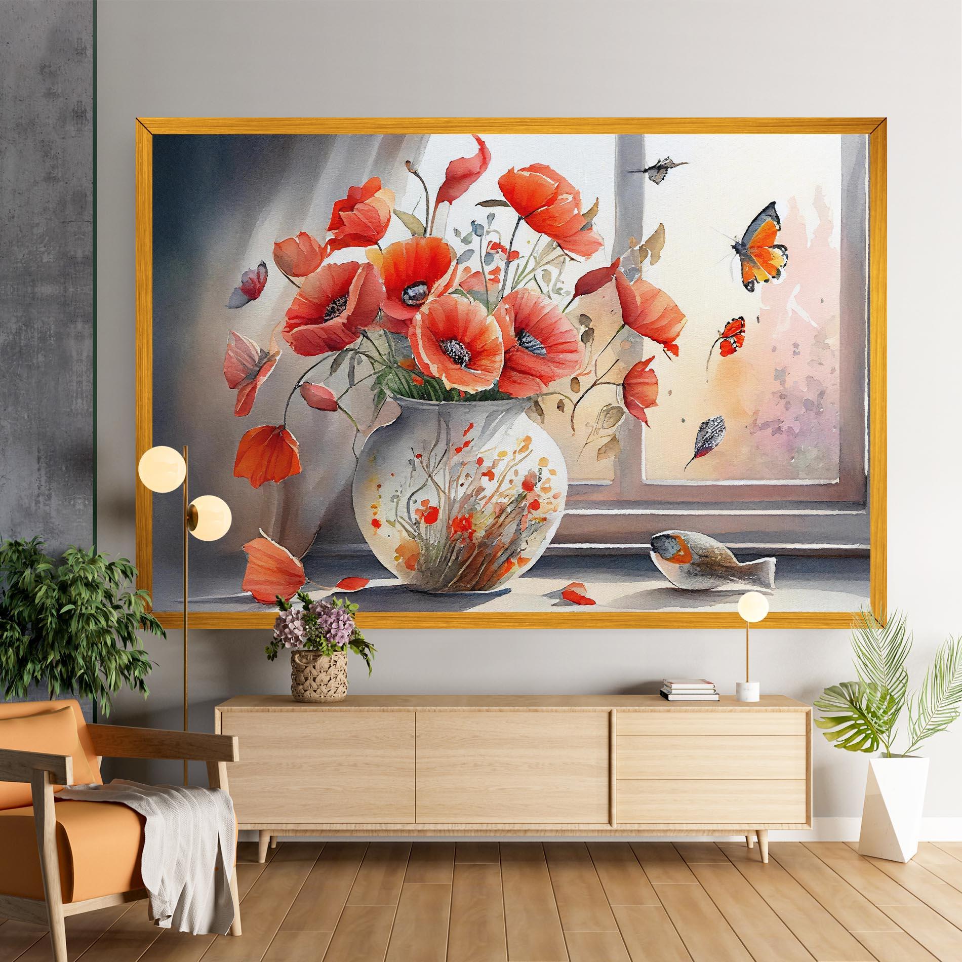 Vászonkép Poppies Vase mockup 9