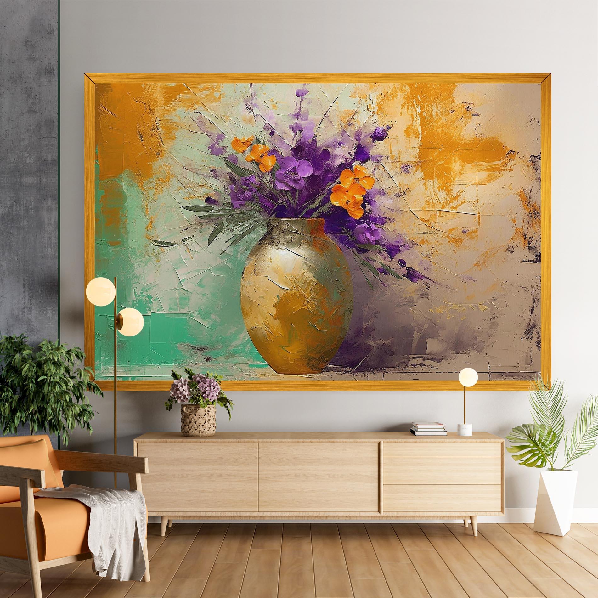 Vászonkép Purple Orange Plant Vase mockup 9