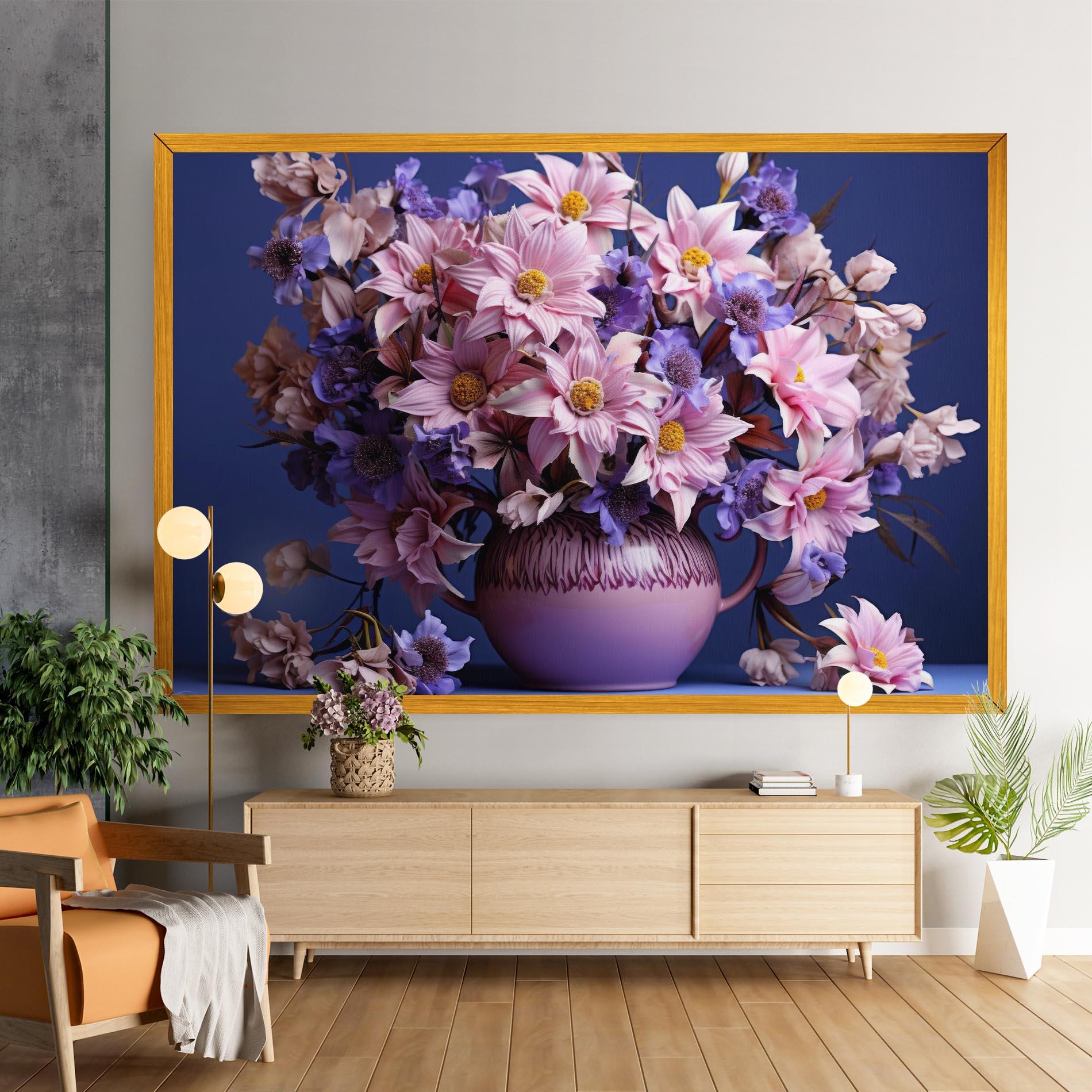 Vászonkép Purple Vase Flowers mockup 9