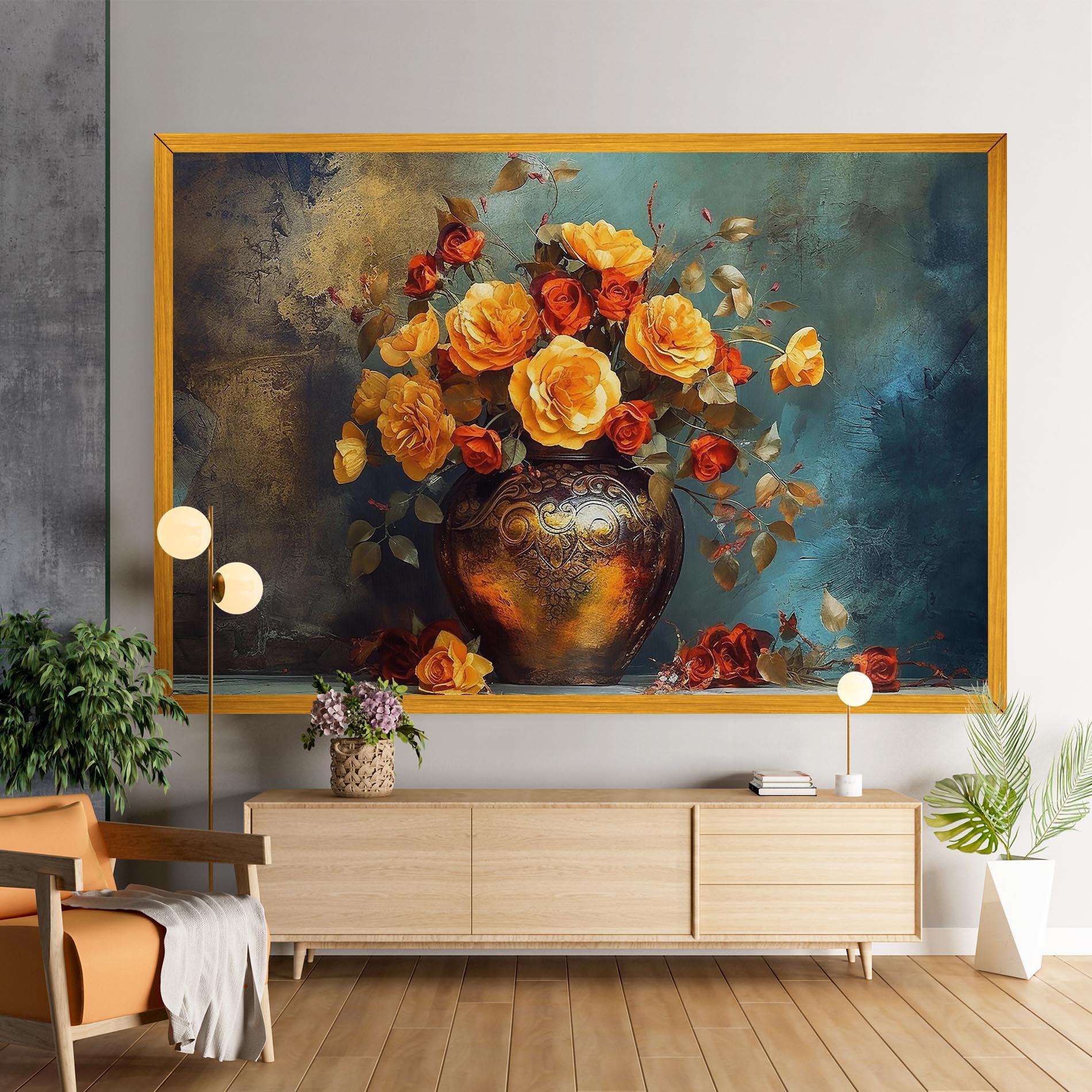 Vászonkép Red Orange Flower Vase mockup 9