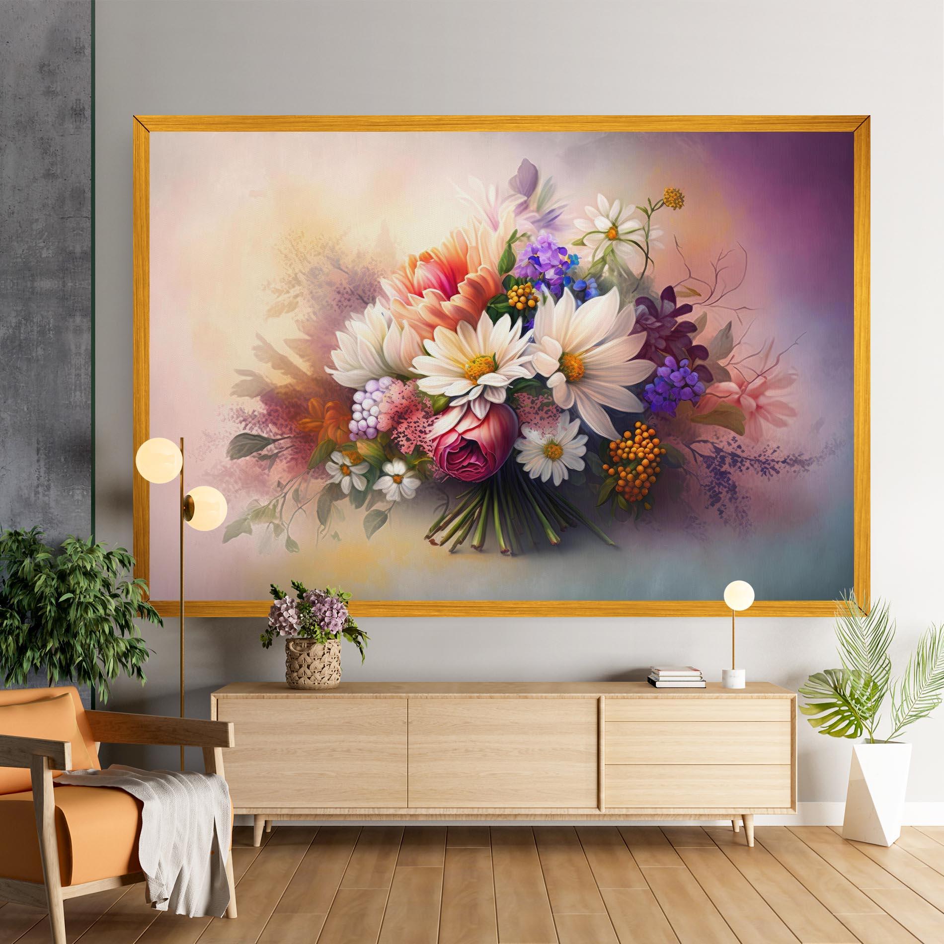 Vászonkép Vecteezy_ai Generated Bouquet Of Fresh Spring Flowers On Light_23373362_865 mockup 9