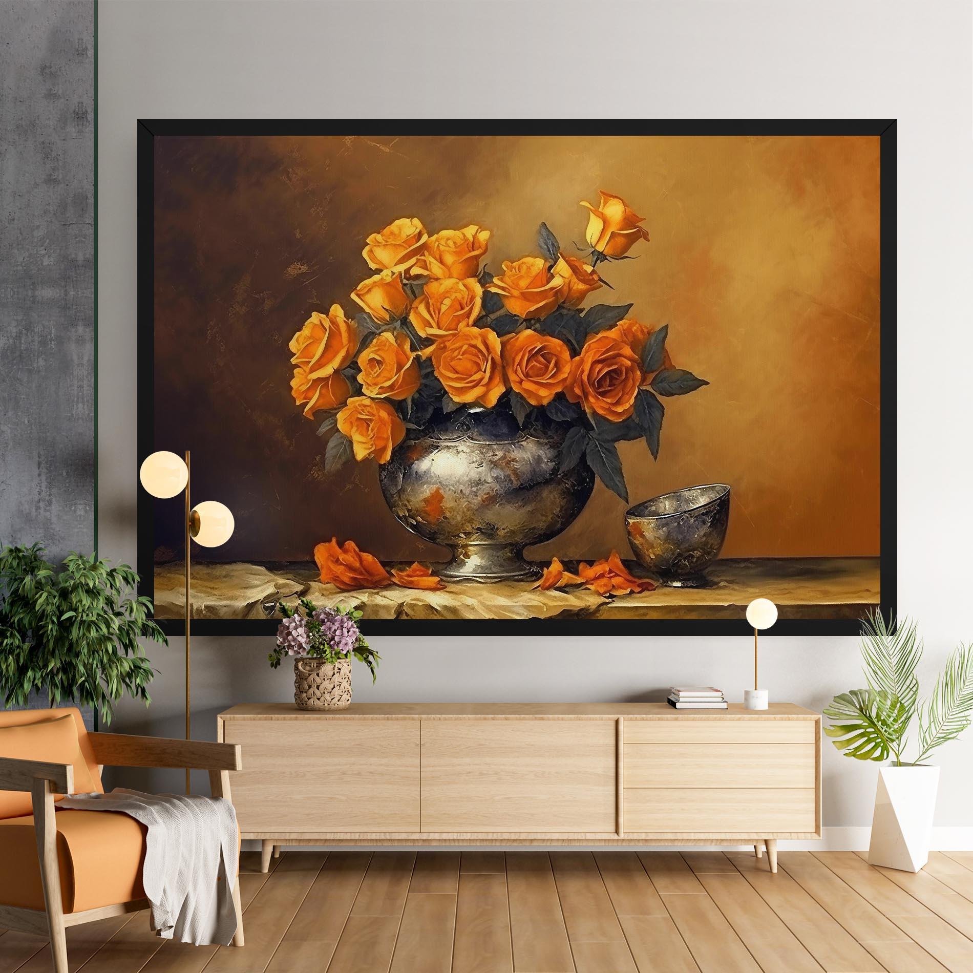 Vászonkép Orange Rose Vase mockup 9