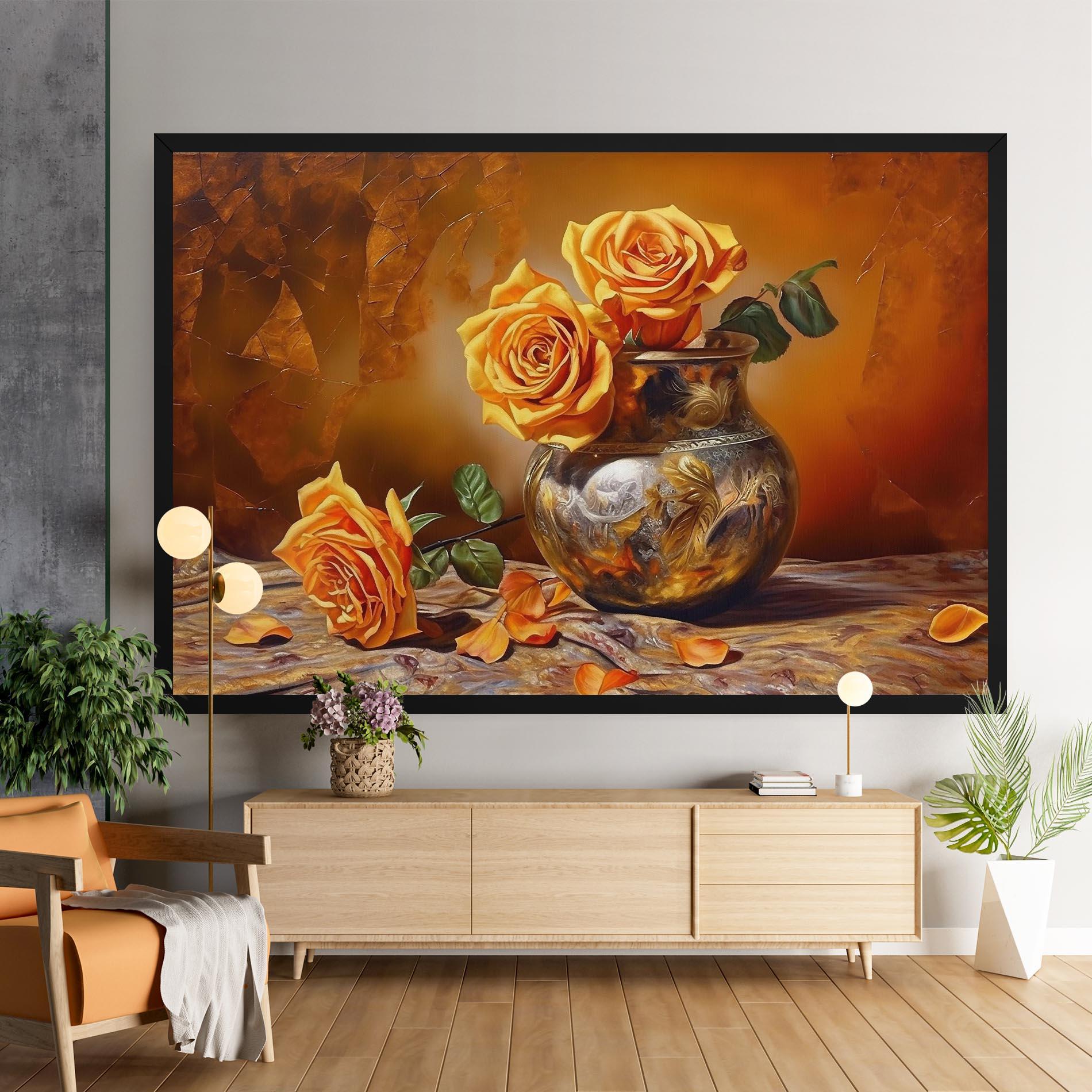 Vászonkép Orange Roses Vase mockup 9
