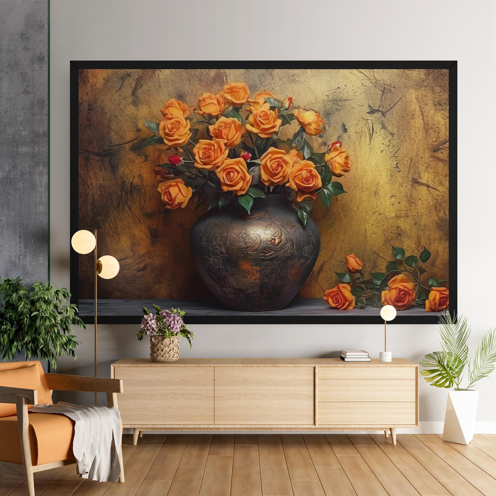 Vászonkép Orange Vintage Vase mockup 9