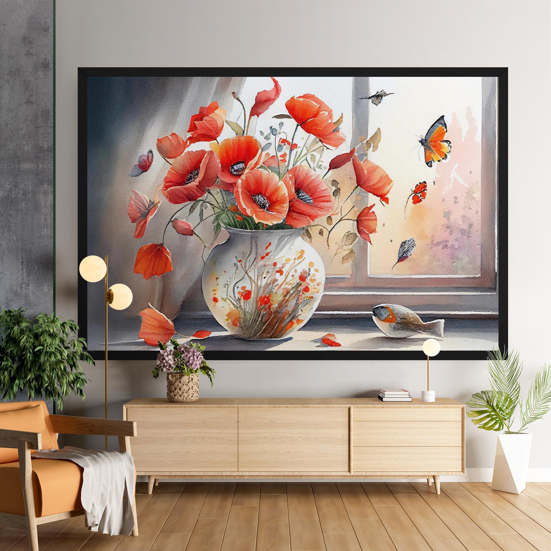 Vászonkép Poppies Vase mockup 9