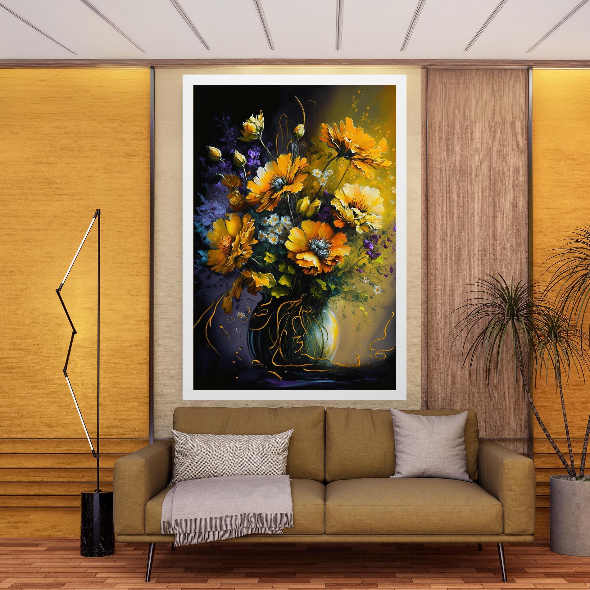 Vászonkép Yellow Flower Art Vase mockup 9