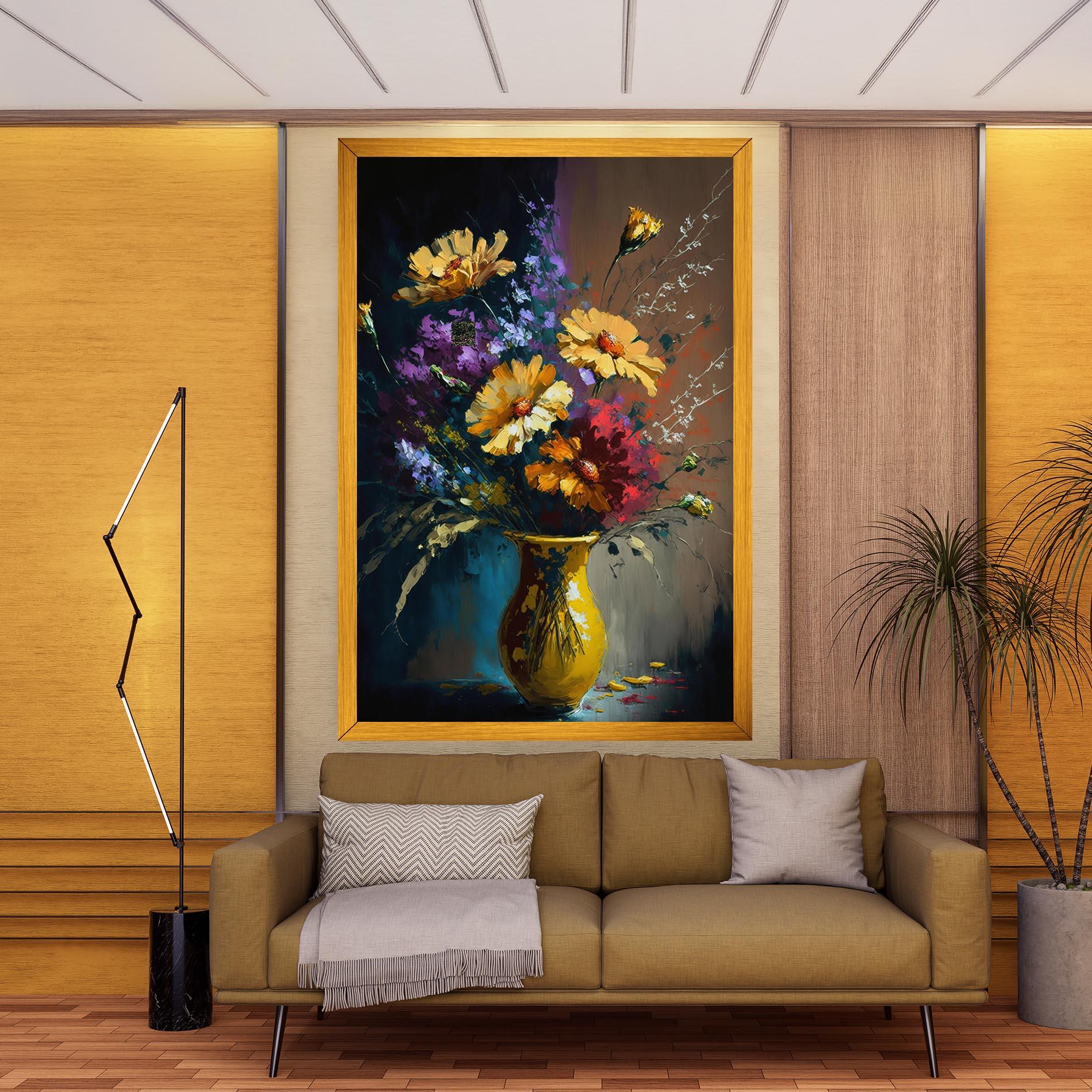 Vászonkép Yellow Art Vase mockup 9