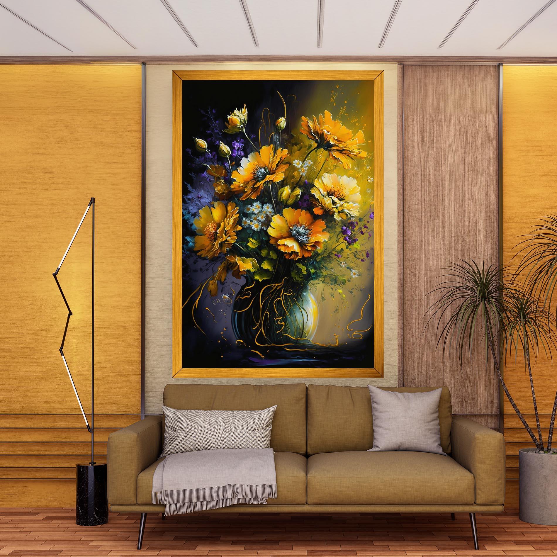 Vászonkép Yellow Flower Art Vase mockup 9