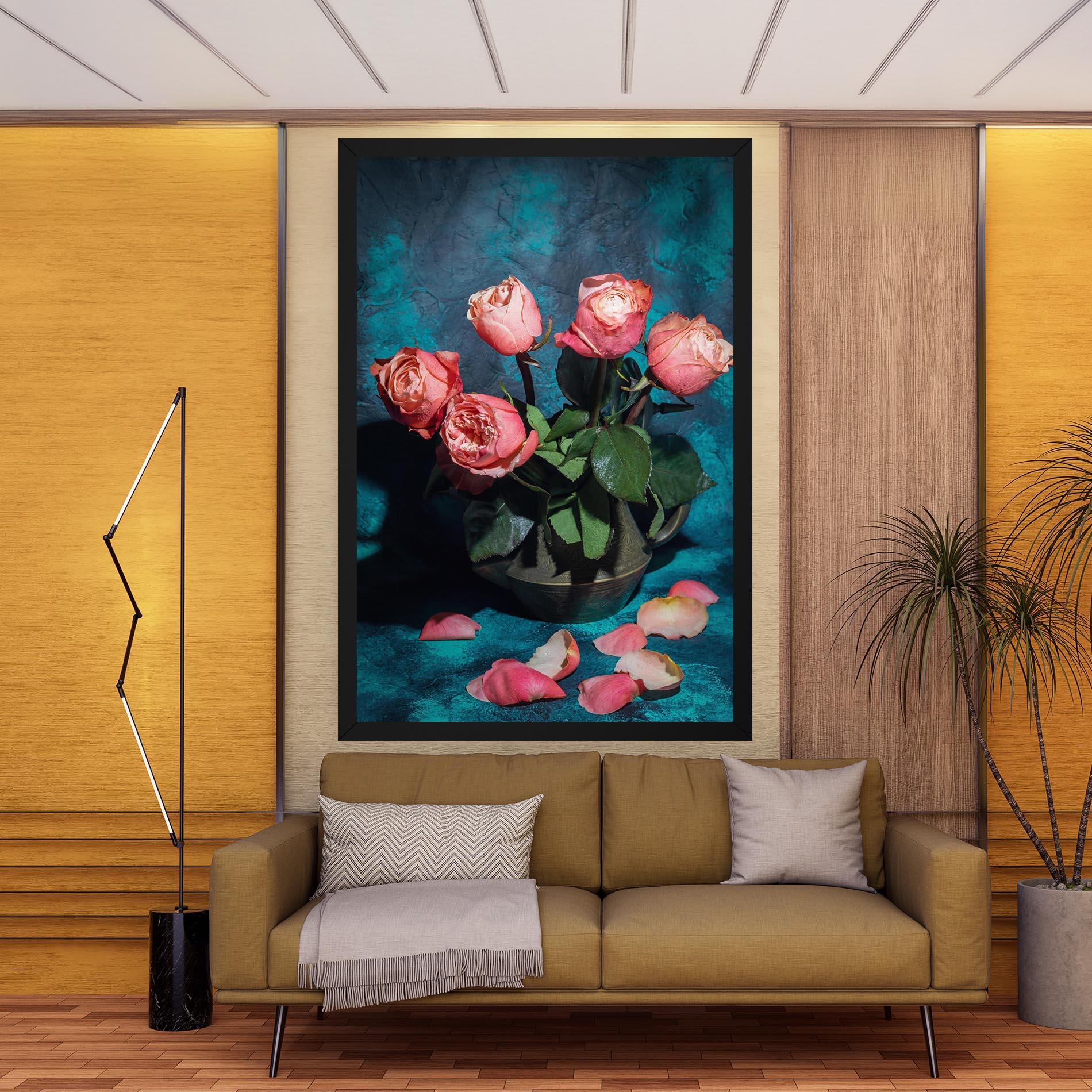 Vászonkép Bouquet Roses Vase mockup 9