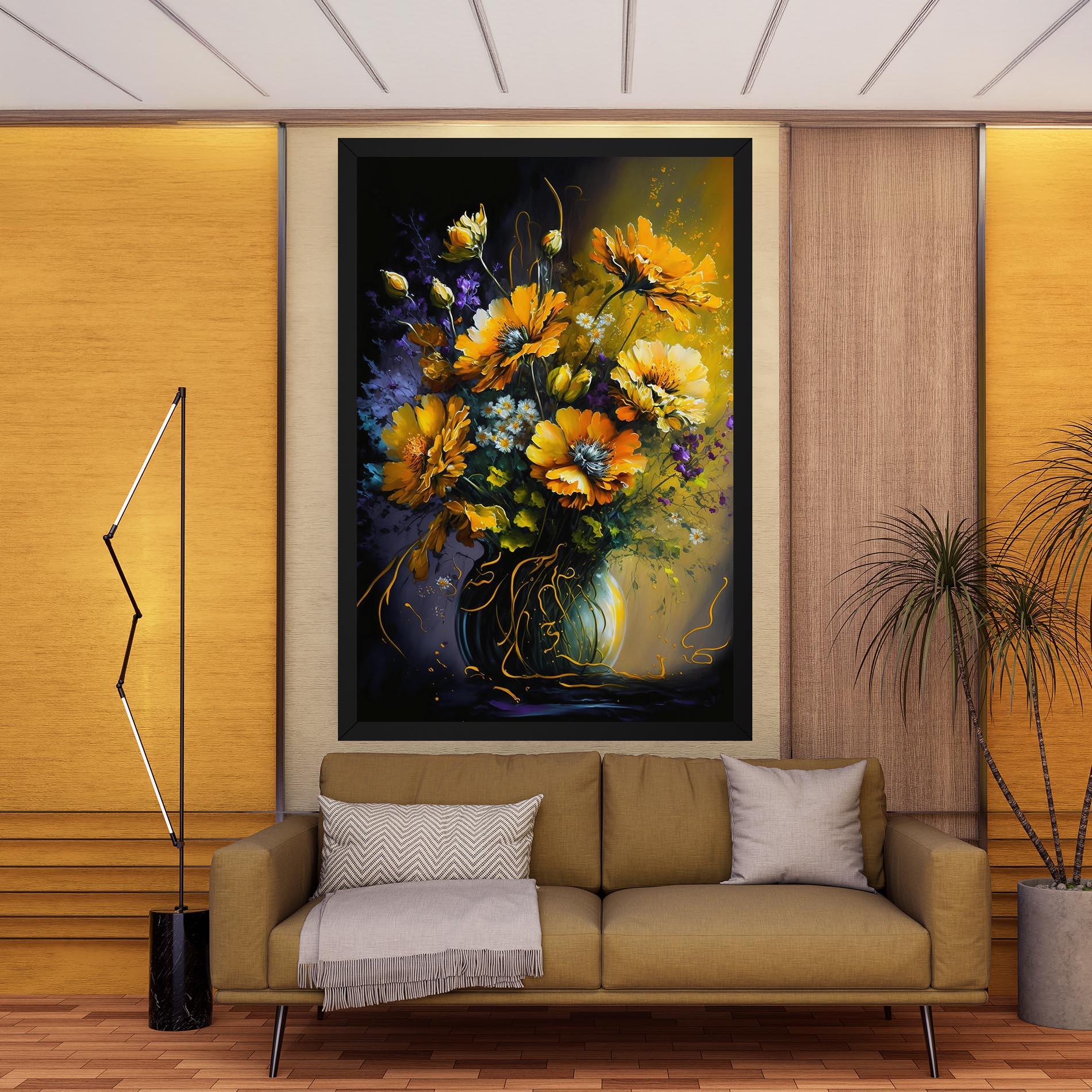 Vászonkép Yellow Flower Art Vase mockup 9