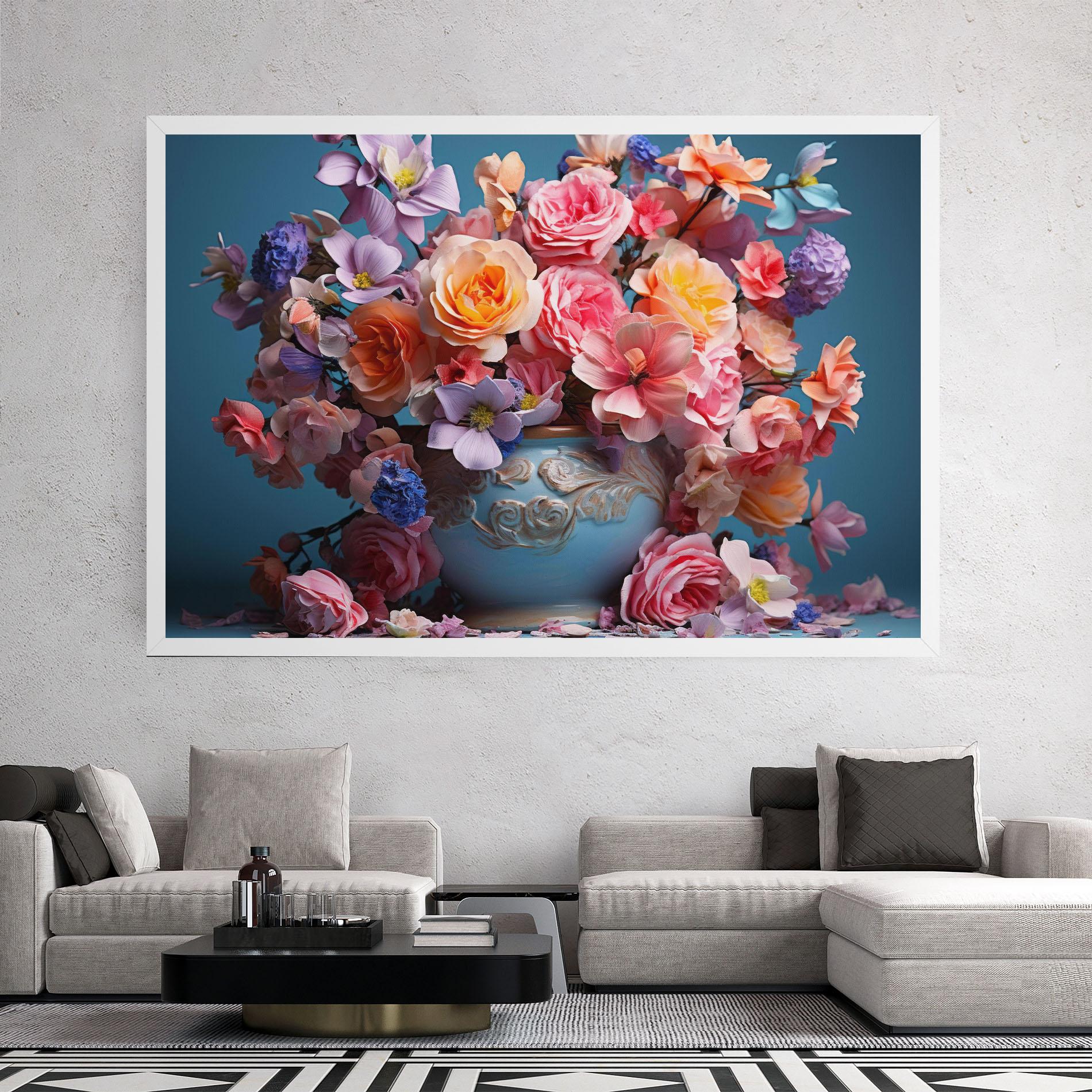 Vászonkép Blue Vase Flowers mockup 2