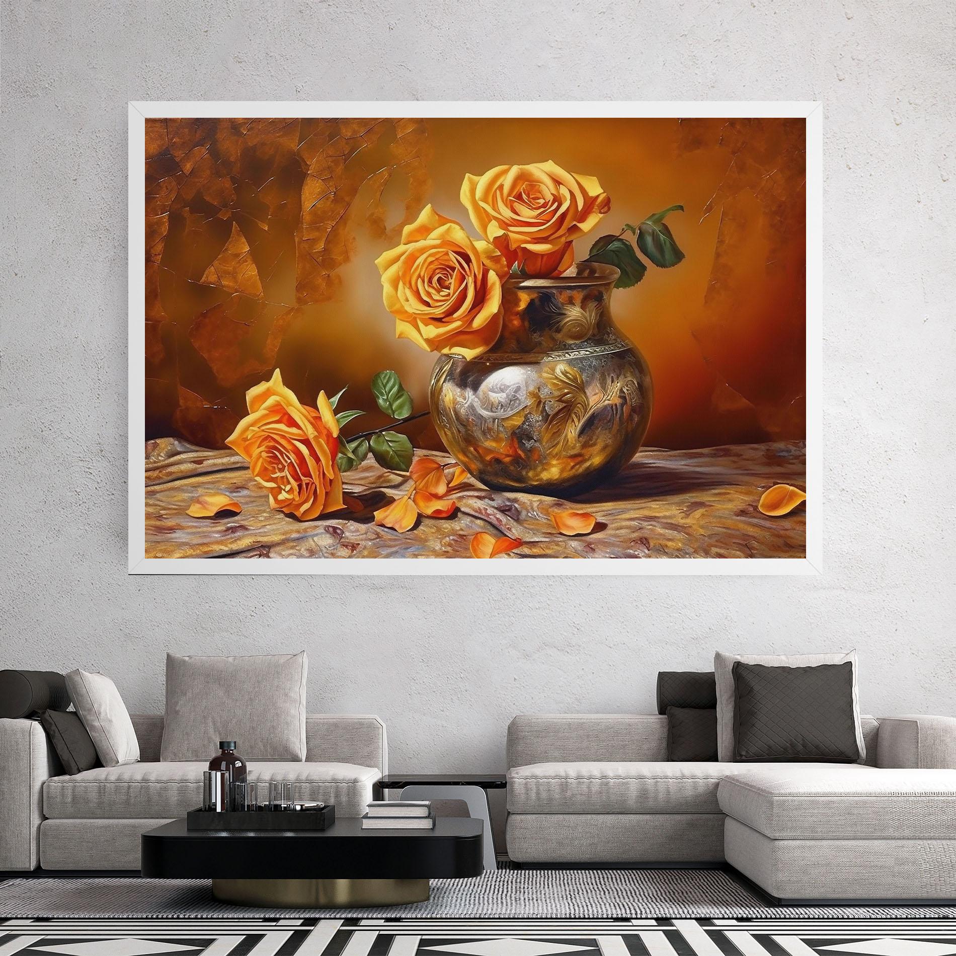 Vászonkép Orange Roses Vase mockup 2