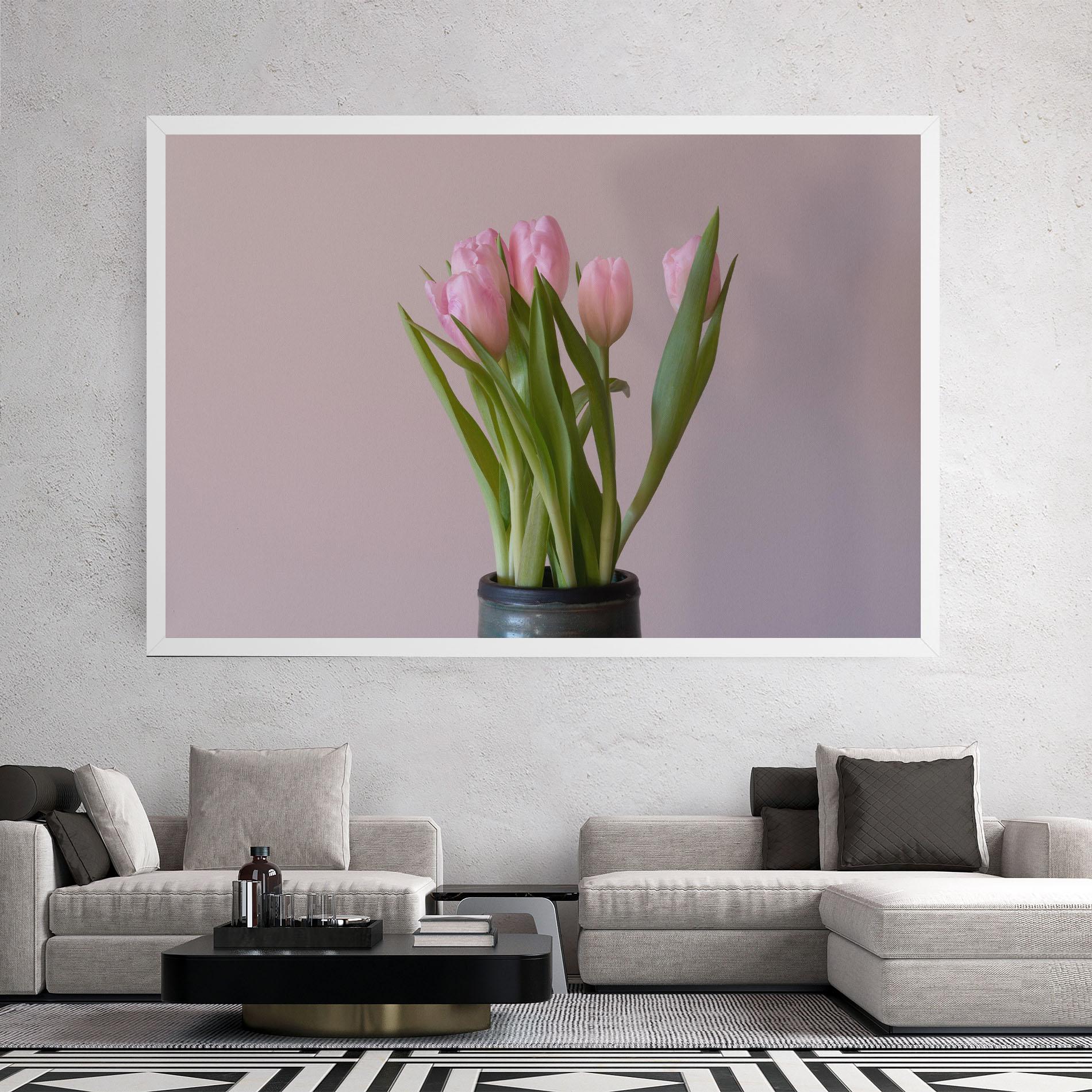 Vászonkép Pink Tulips Vase mockup 2