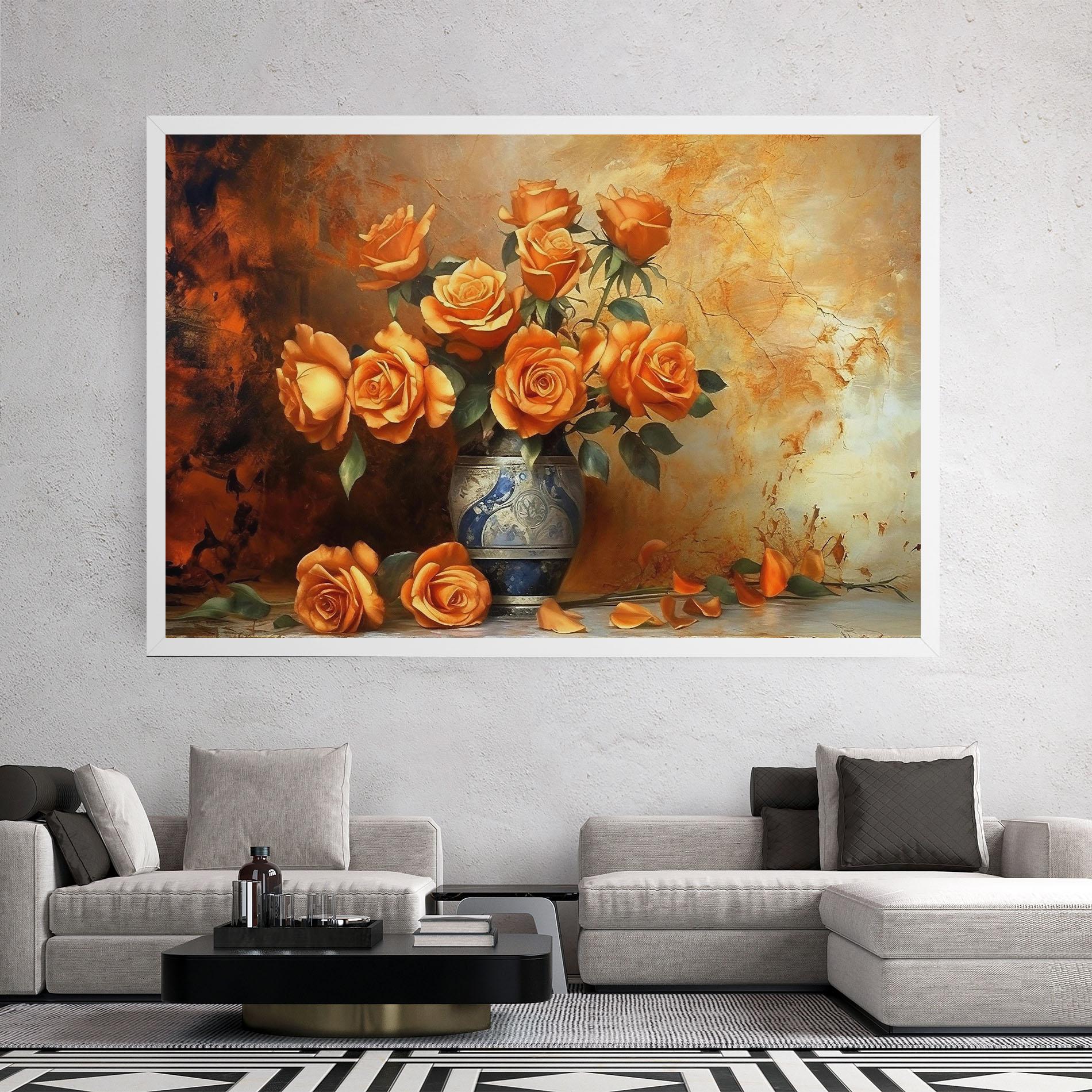 Vászonkép Pretty Orange Rose Vase mockup 2
