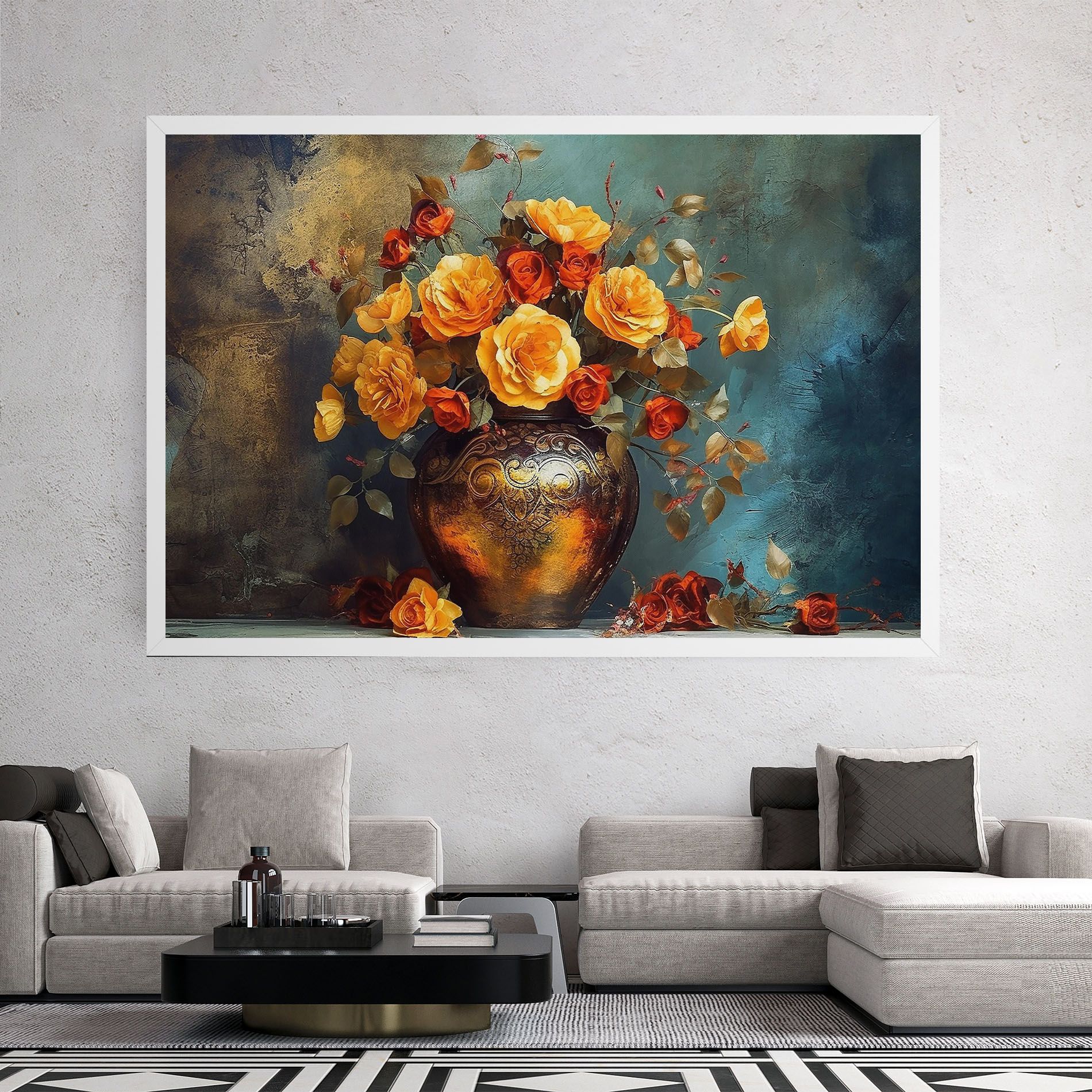 Red Orange Flower Vase mockup 2