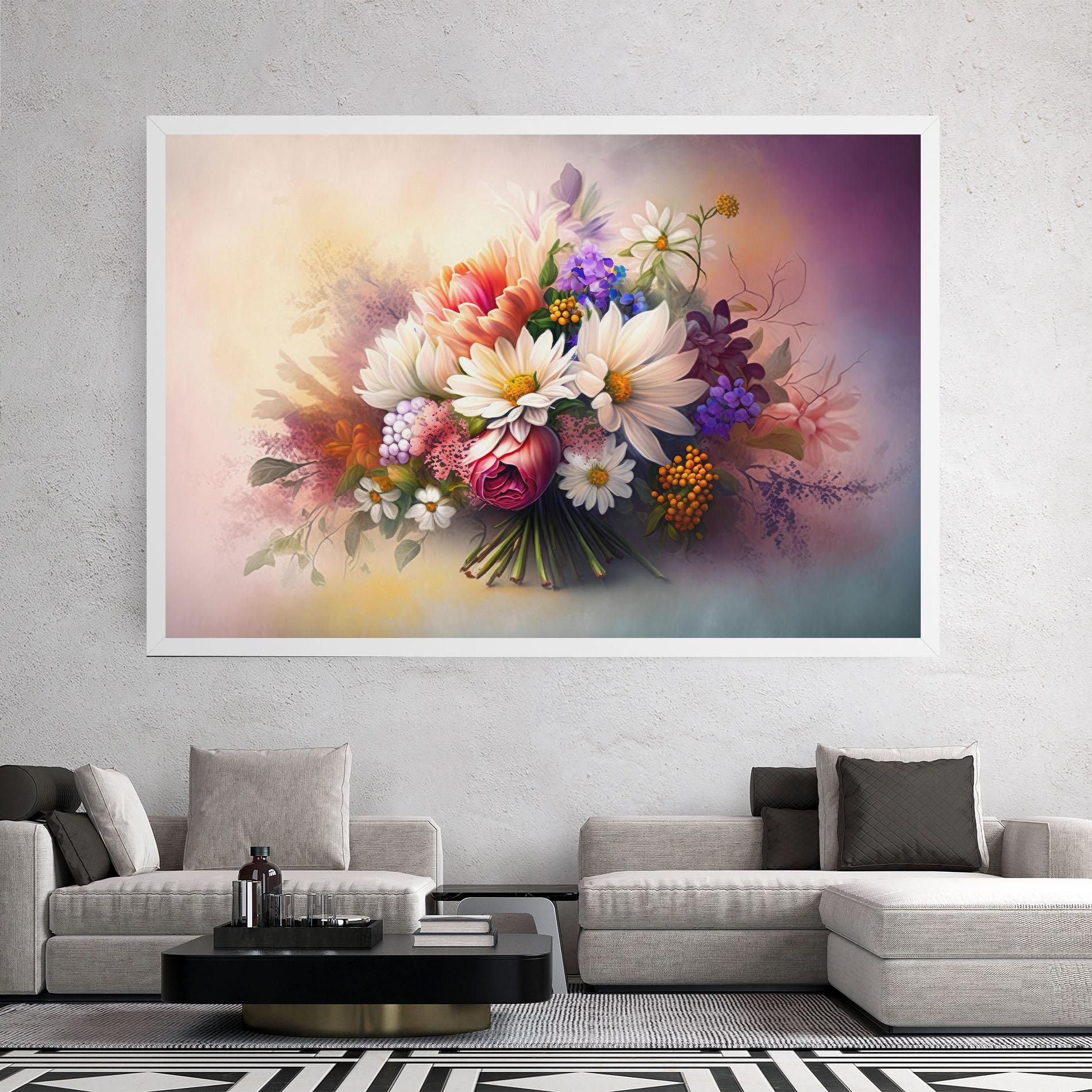 Vászonkép Vecteezy_ai Generated Bouquet Of Fresh Spring Flowers On Light_23373362_865 mockup 2
