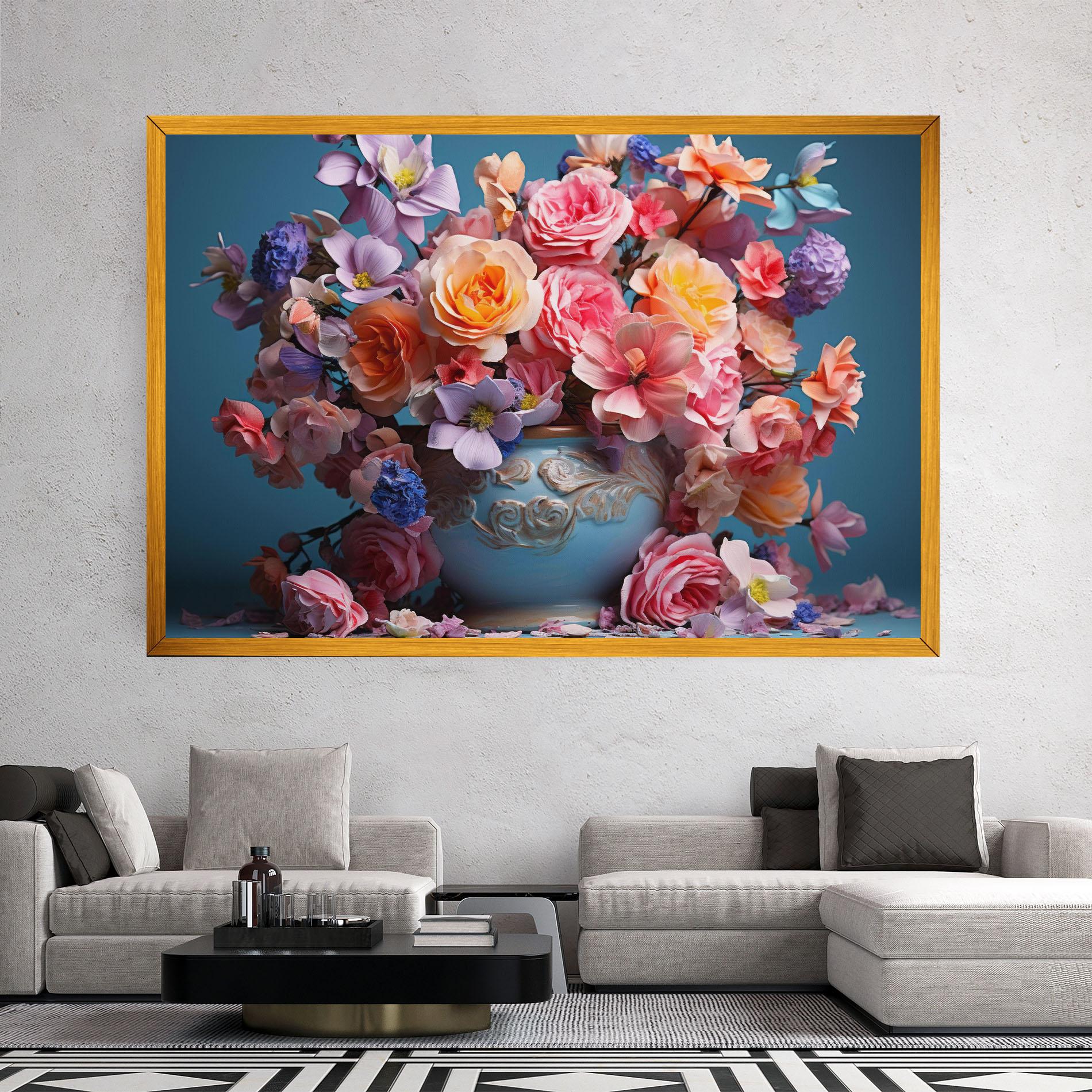 Vászonkép Blue Vase Flowers mockup 2