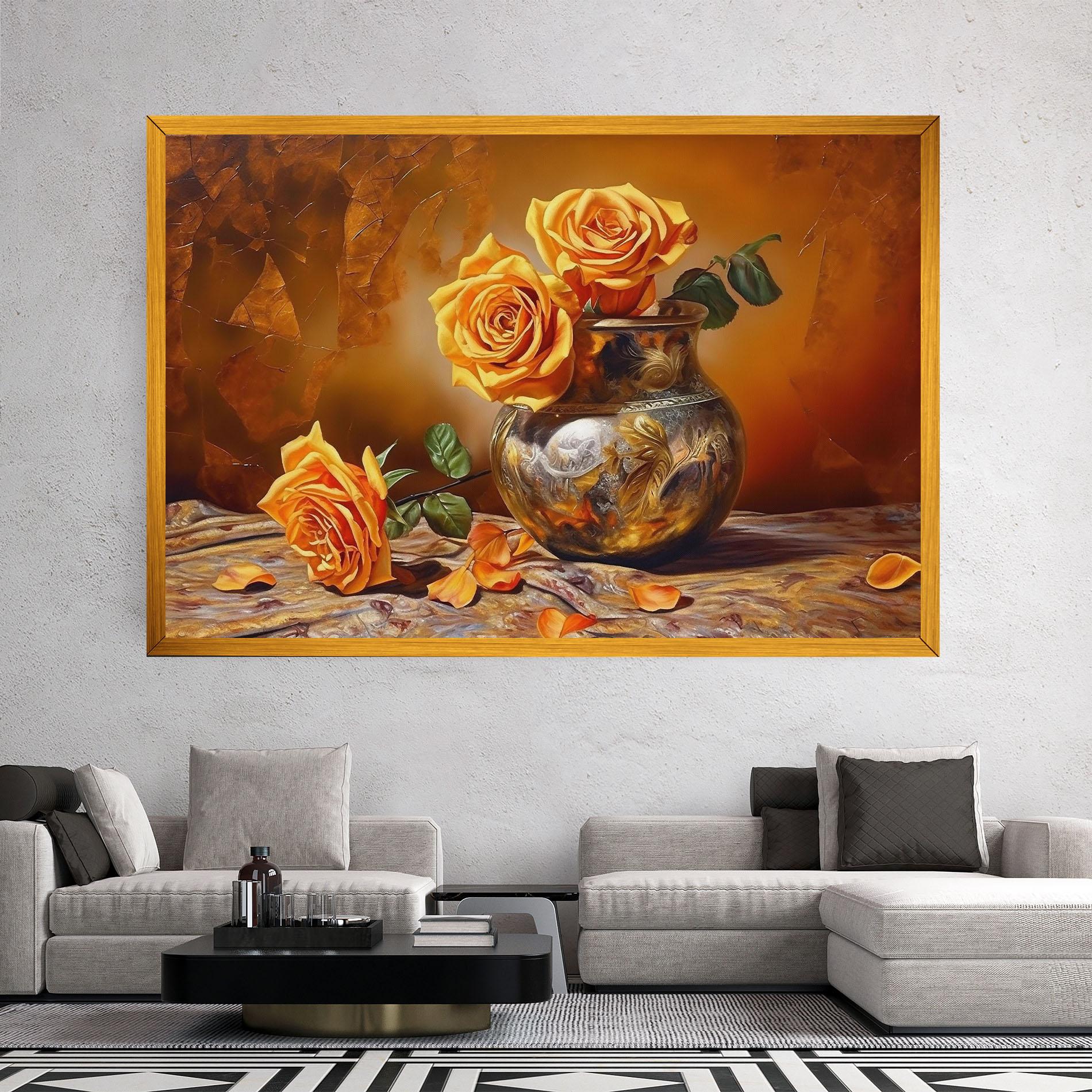 Vászonkép Orange Roses Vase mockup 2