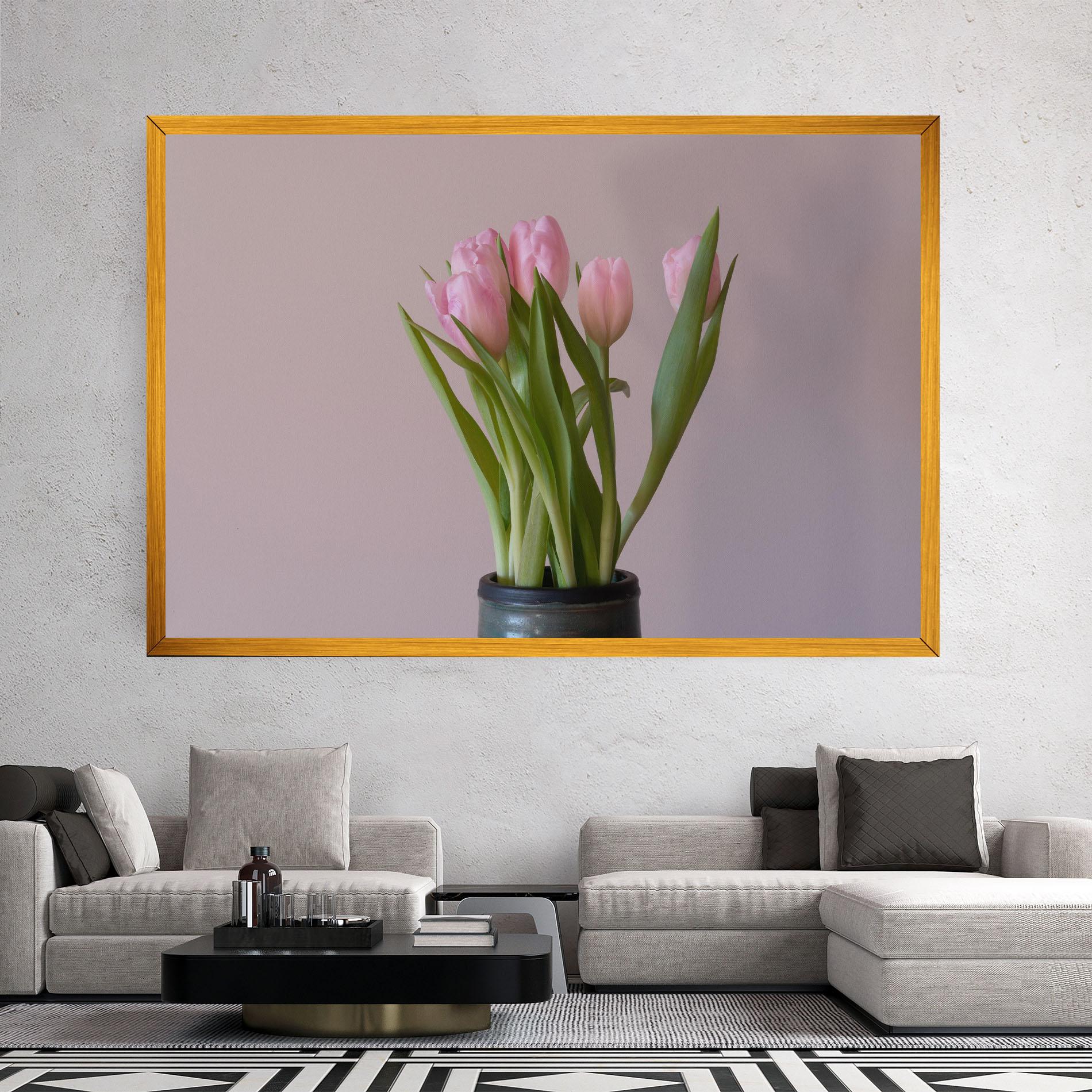 Vászonkép Pink Tulips Vase mockup 2