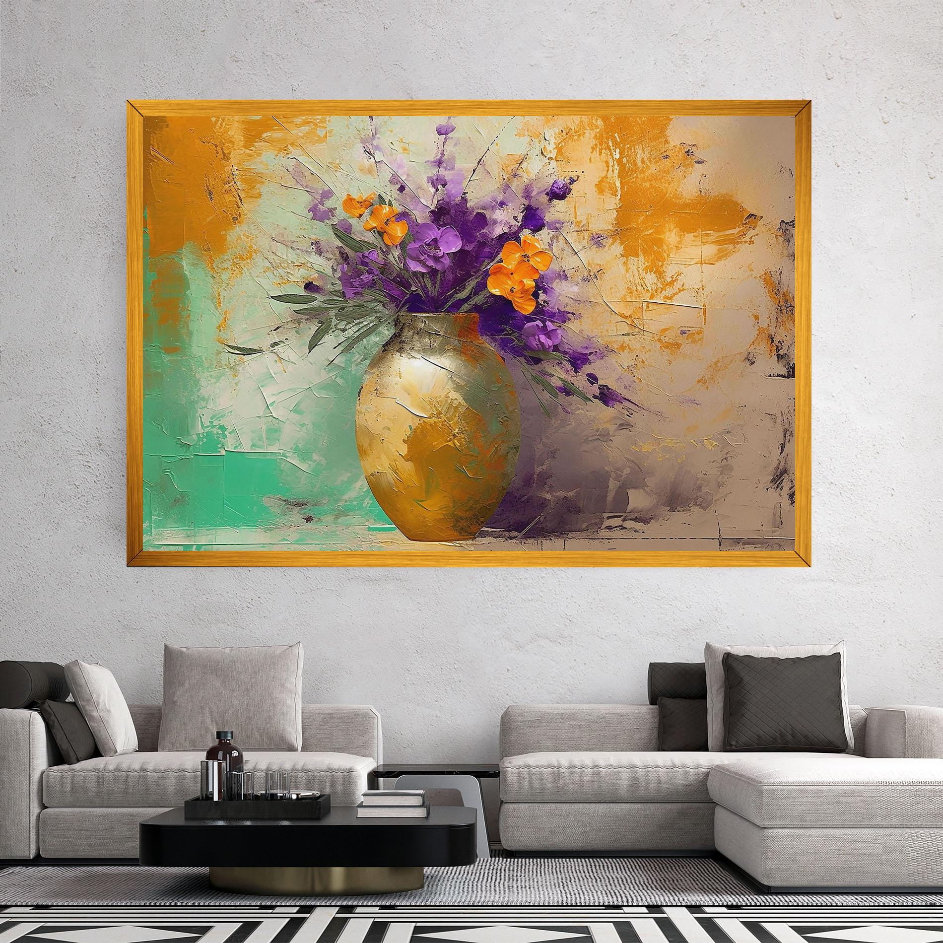 Vászonkép Purple Orange Plant Vase mockup 2