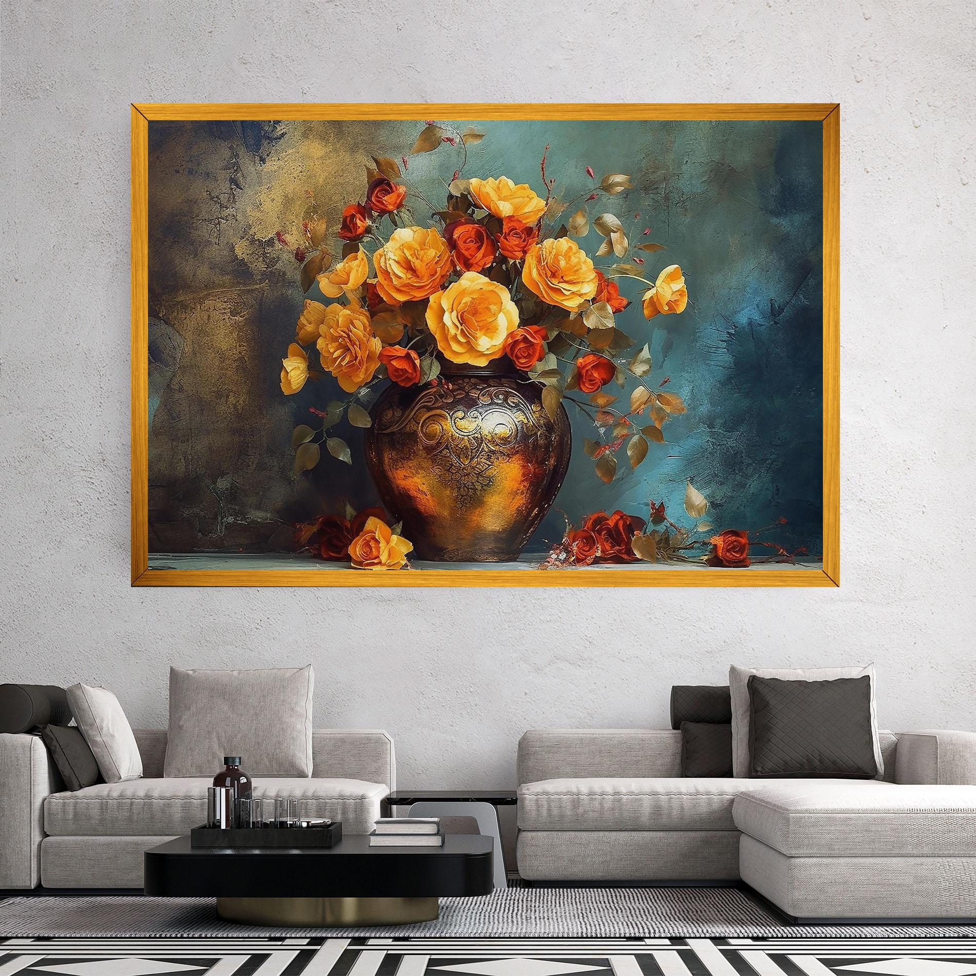 Vászonkép Red Orange Flower Vase mockup 2