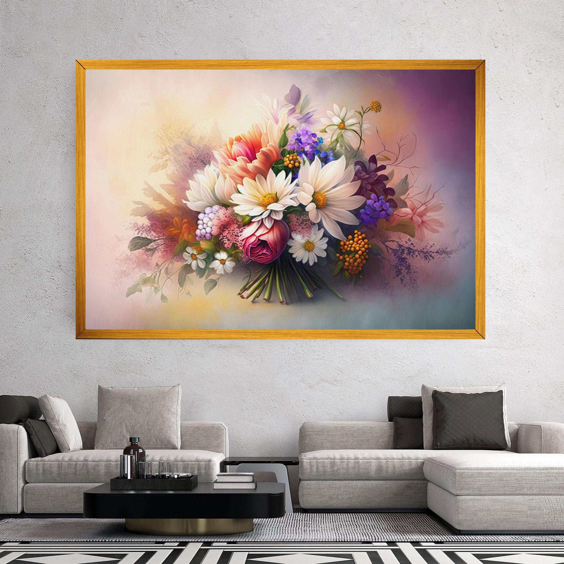 Vászonkép Vecteezy_ai Generated Bouquet Of Fresh Spring Flowers On Light_23373362_865 mockup 2
