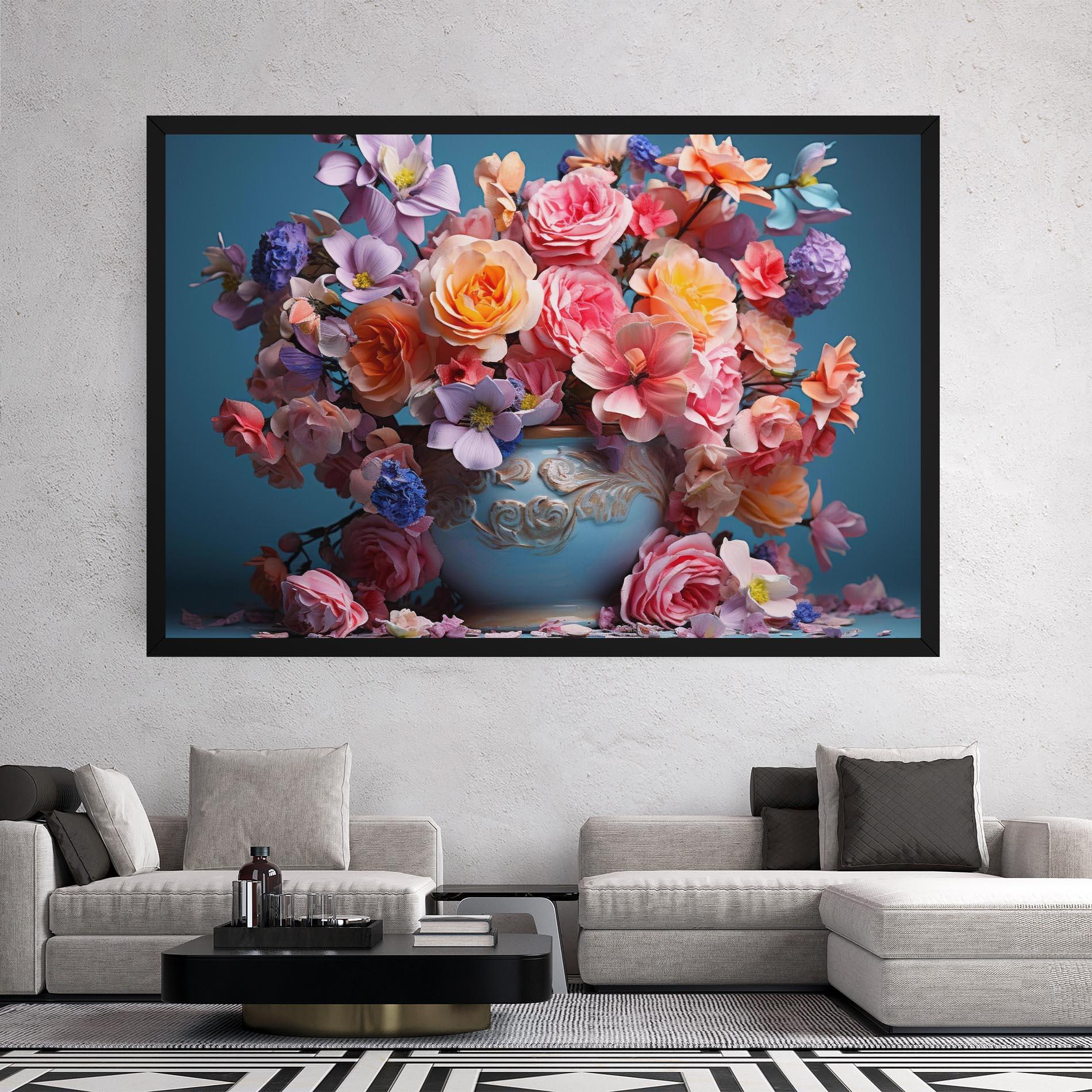 Vászonkép Blue Vase Flowers mockup 2