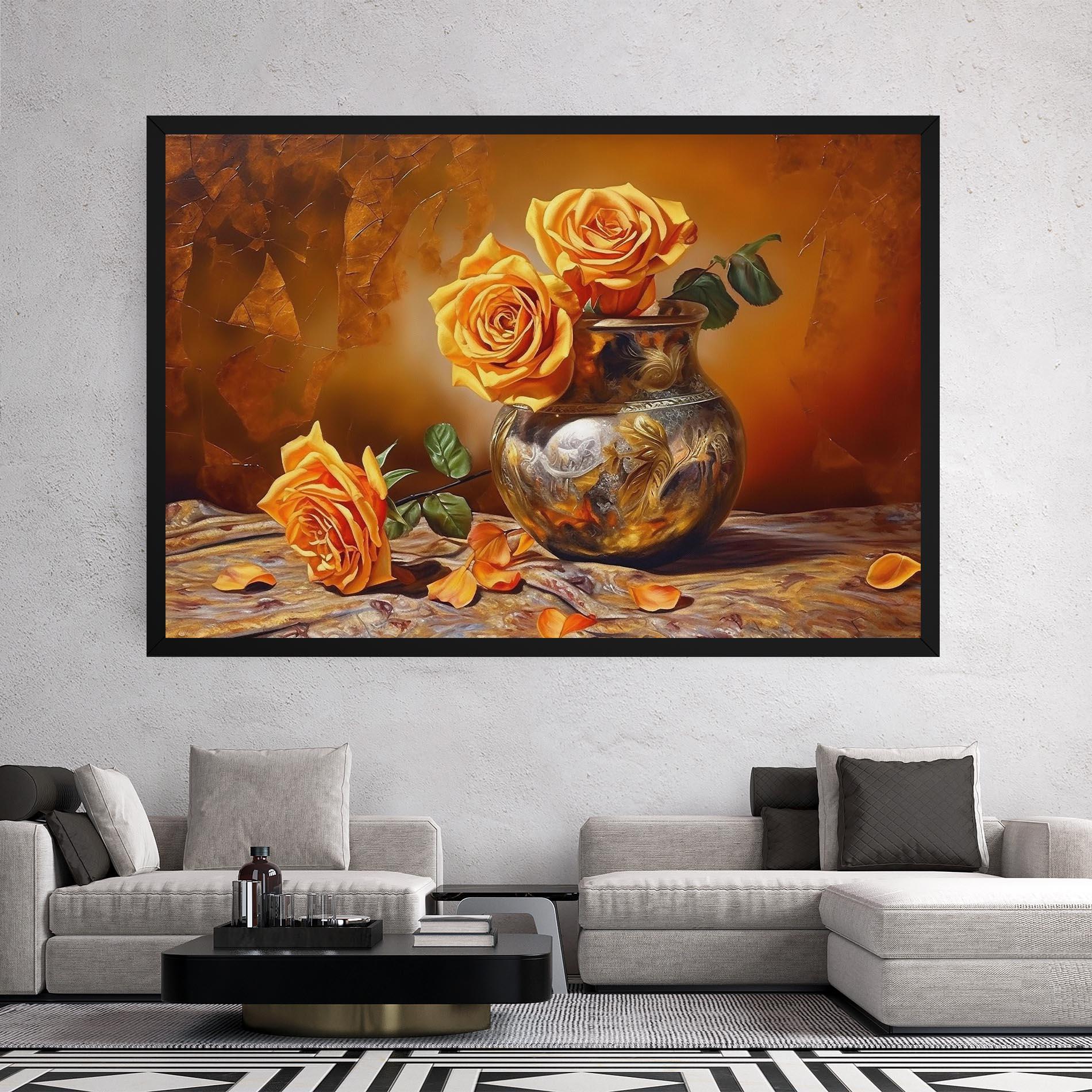 Vászonkép Orange Roses Vase mockup 2