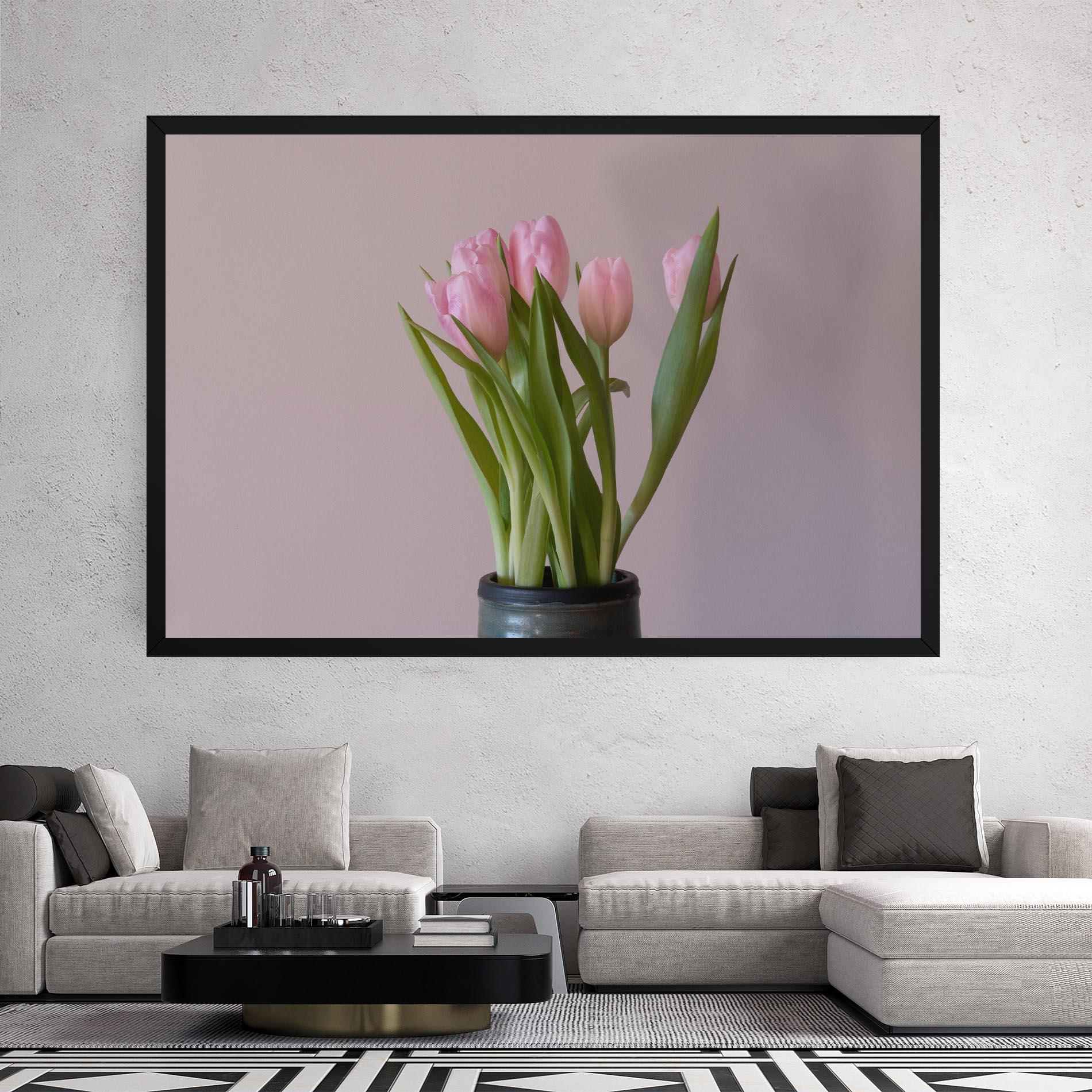 Vászonkép Pink Tulips Vase mockup 2