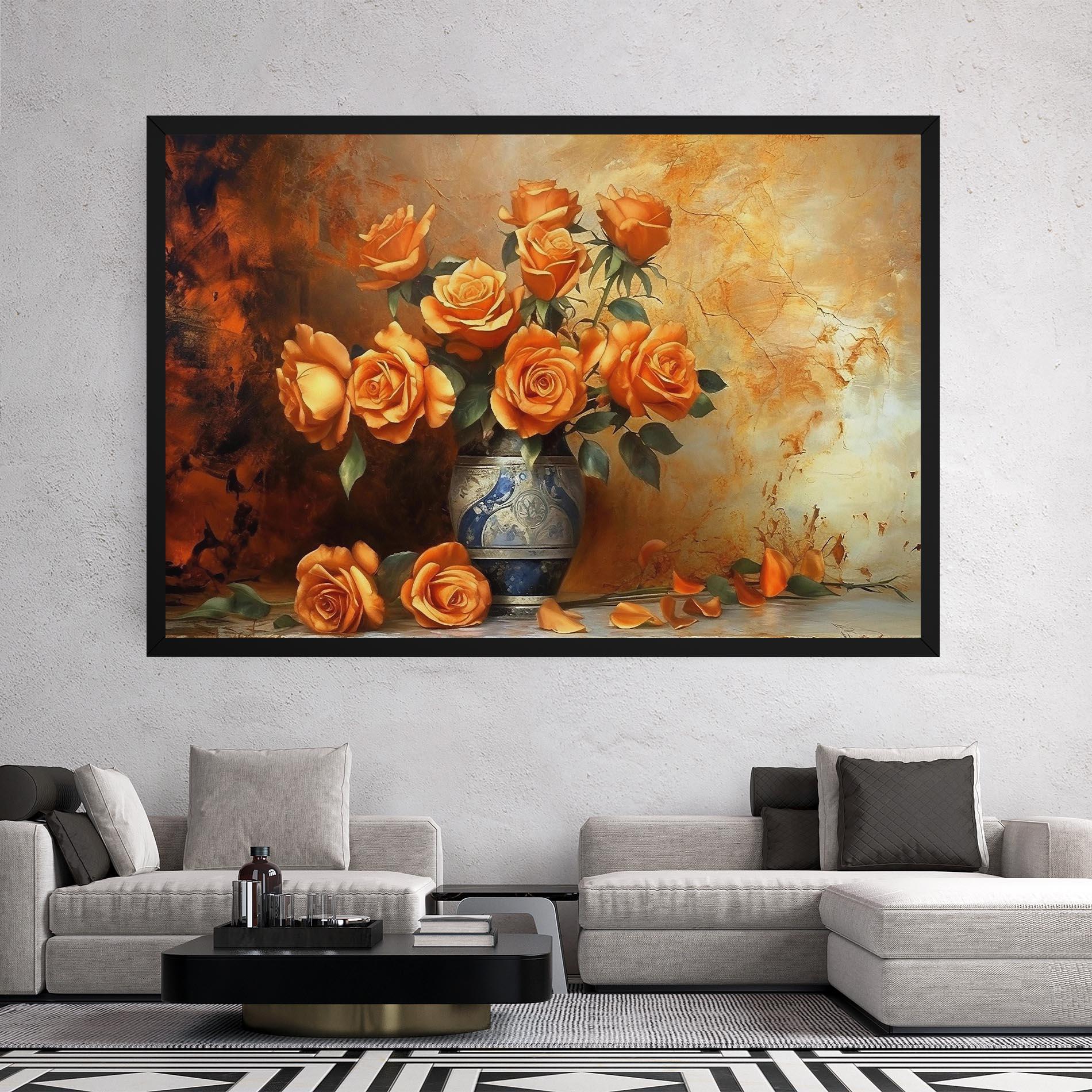 Vászonkép Pretty Orange Rose Vase mockup 2